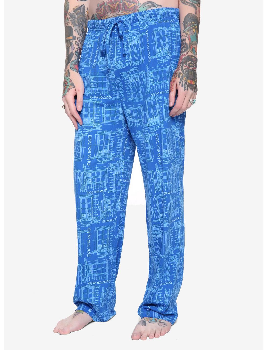 Doctor Who TARDIS Schematic Pajama Pants, BLUE, hi-res