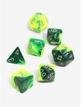 Chessex Gemini Green & Yellow With Silver Polyhedral Dice Set Of 7, , hi-res