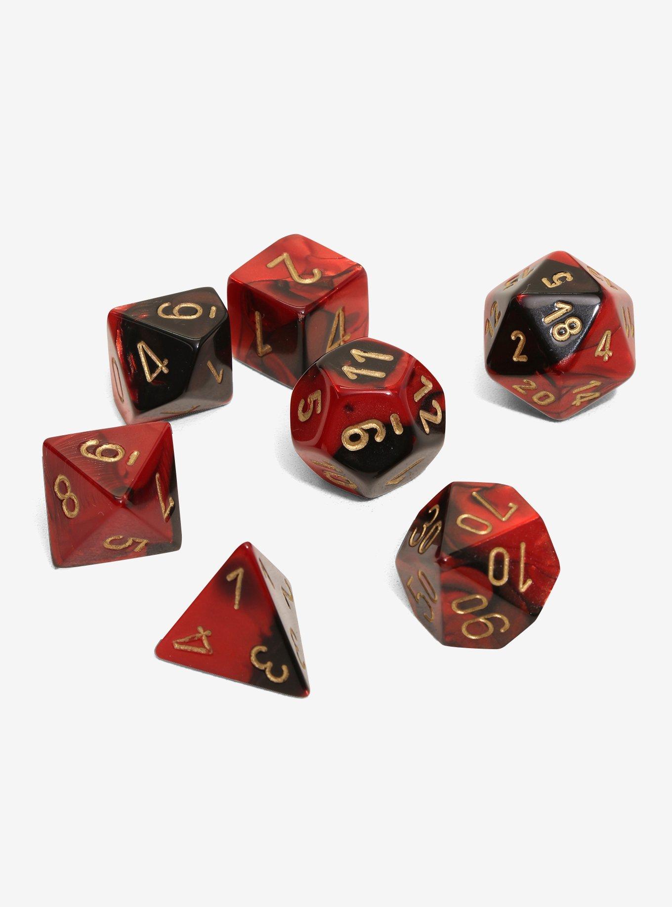 Chessex Gemini Black & Red With Gold Polyhedral Dice Set Of 7, , hi-res