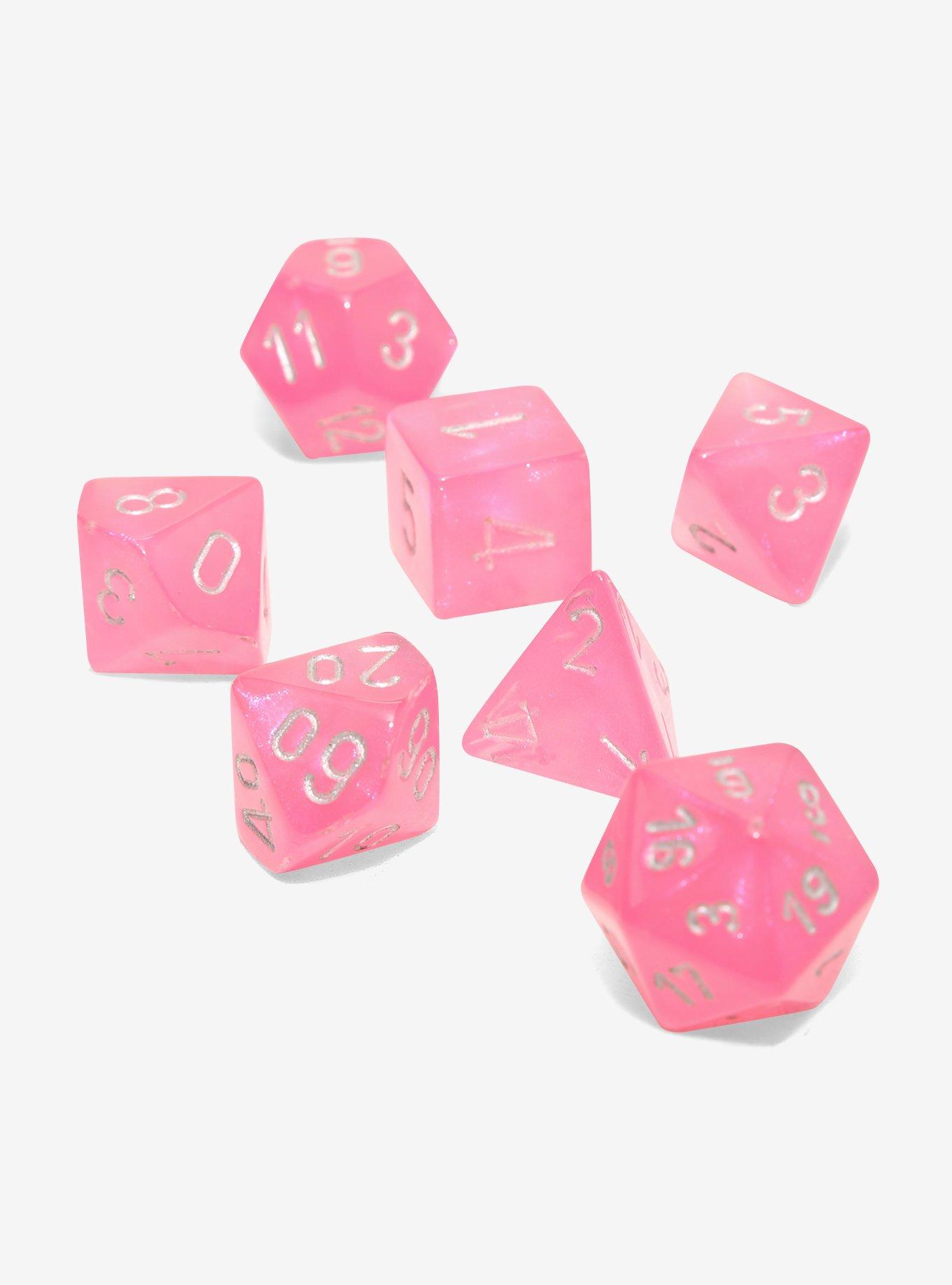 Chessex Borealis Pink With Silver Polyhedral Dice Set Of 7, , hi-res