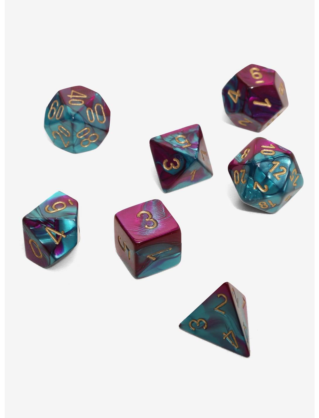 Chessex Gemini Purple & Teal With Gold Polyhedral Dice Set Of 7, , hi-res