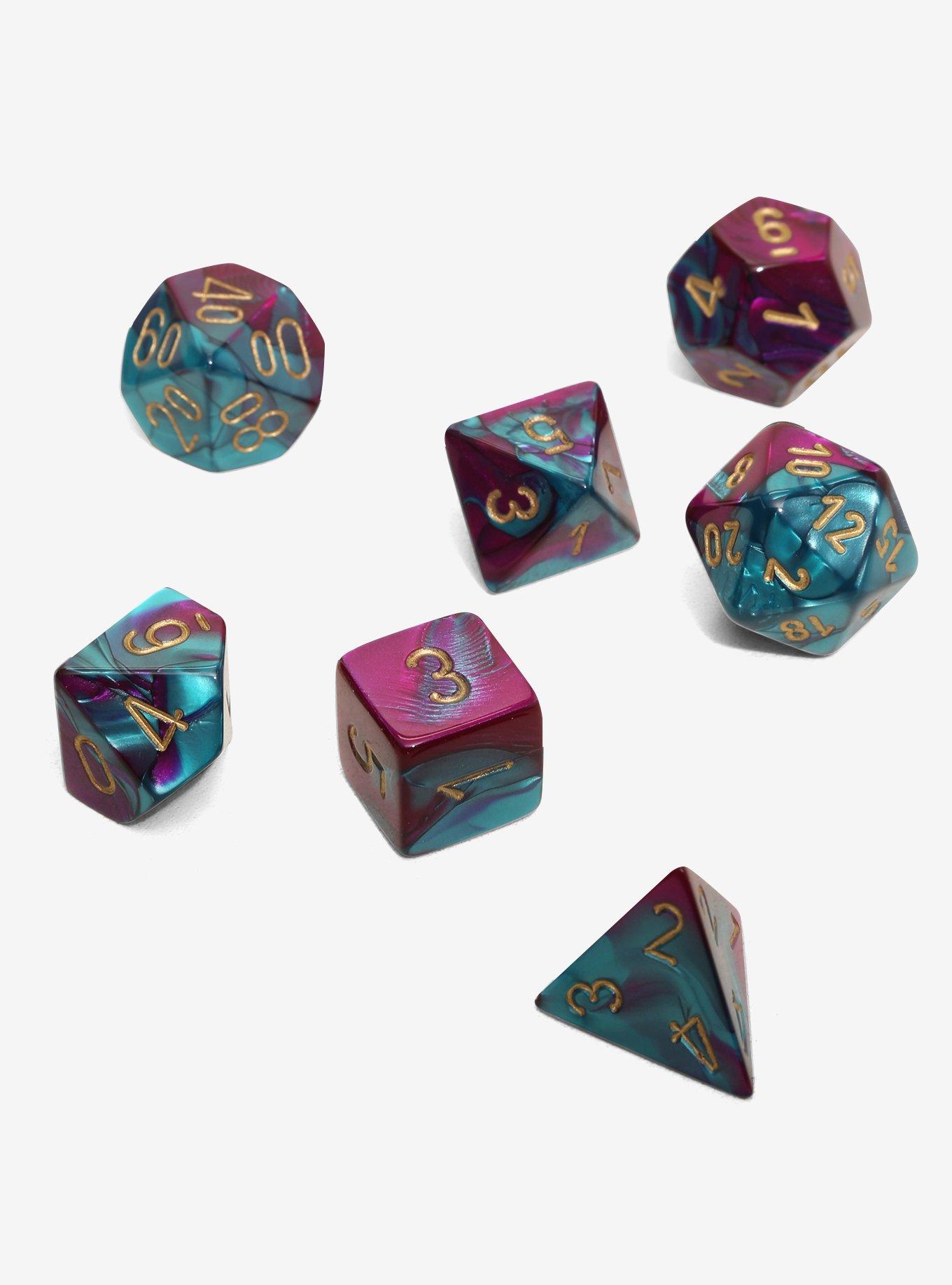 Chessex Gemini Purple & Teal With Gold Polyhedral Dice Set Of 7, , hi-res