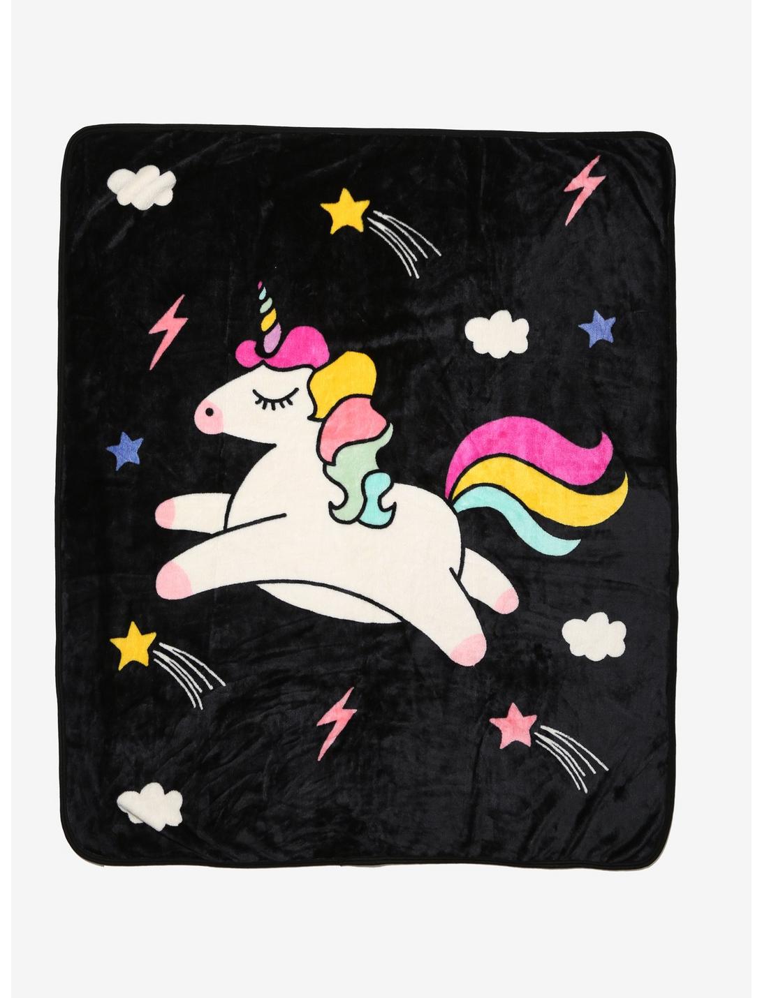Jumping Unicorn Throw Blanket, , hi-res