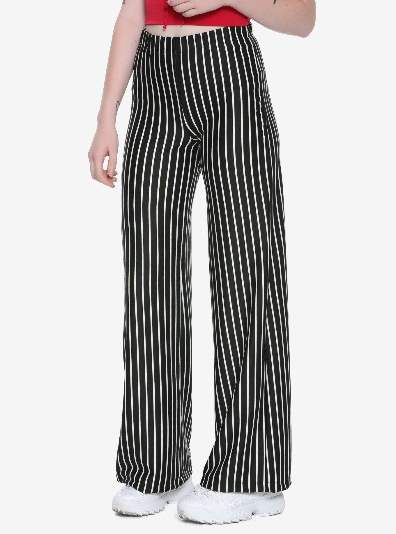 Girls black and white cheap striped pants