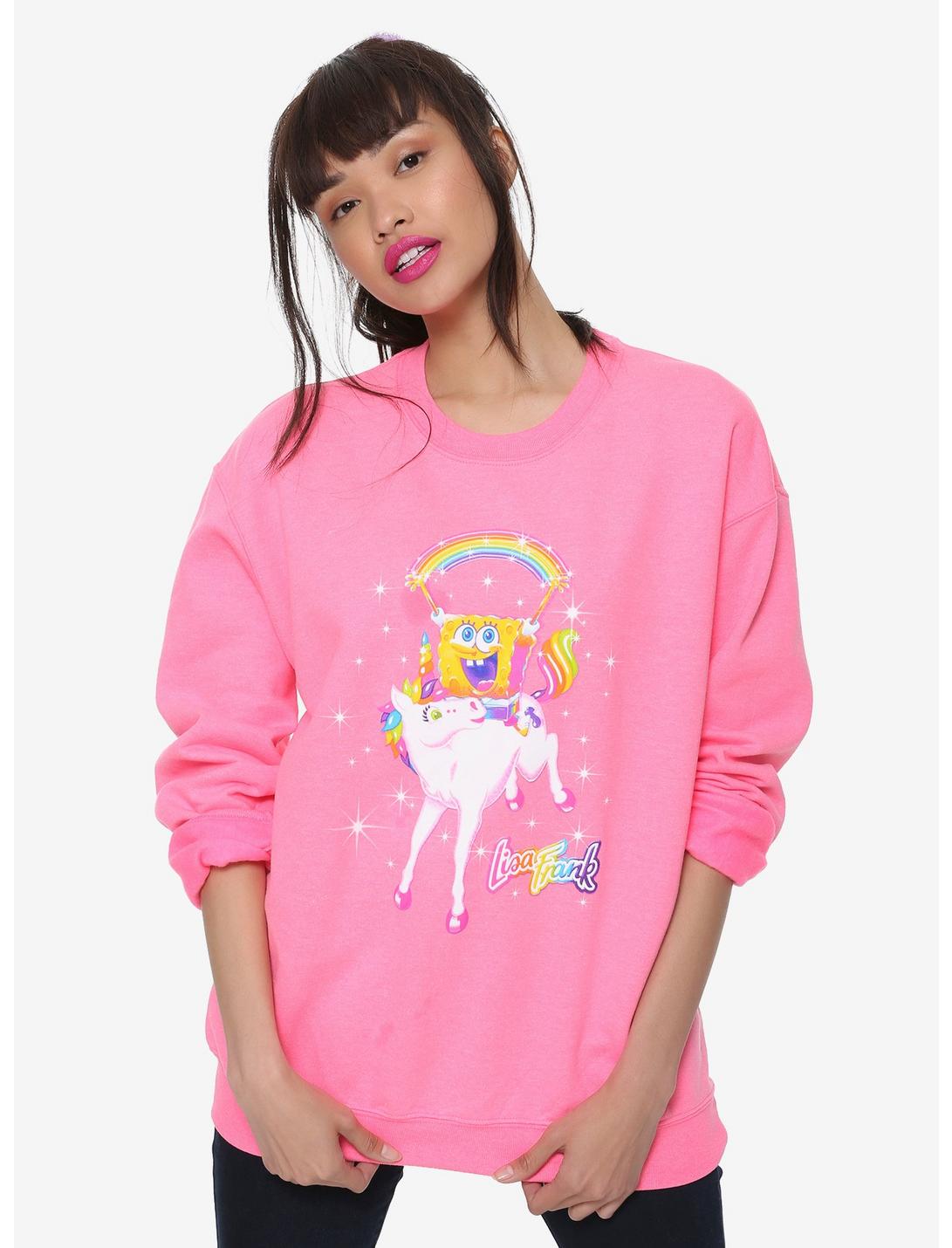 Lisa Frank X SpongeBob SquarePants Unicorn Girls Sweatshirt Hot Topic Exclusive, PINK, hi-res