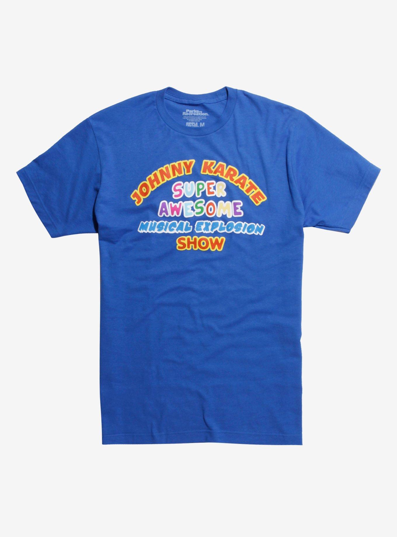 Parks And Recreation Johnny Karate Super Awesome Musical Explosion Show T-Shirt, BLUE, hi-res
