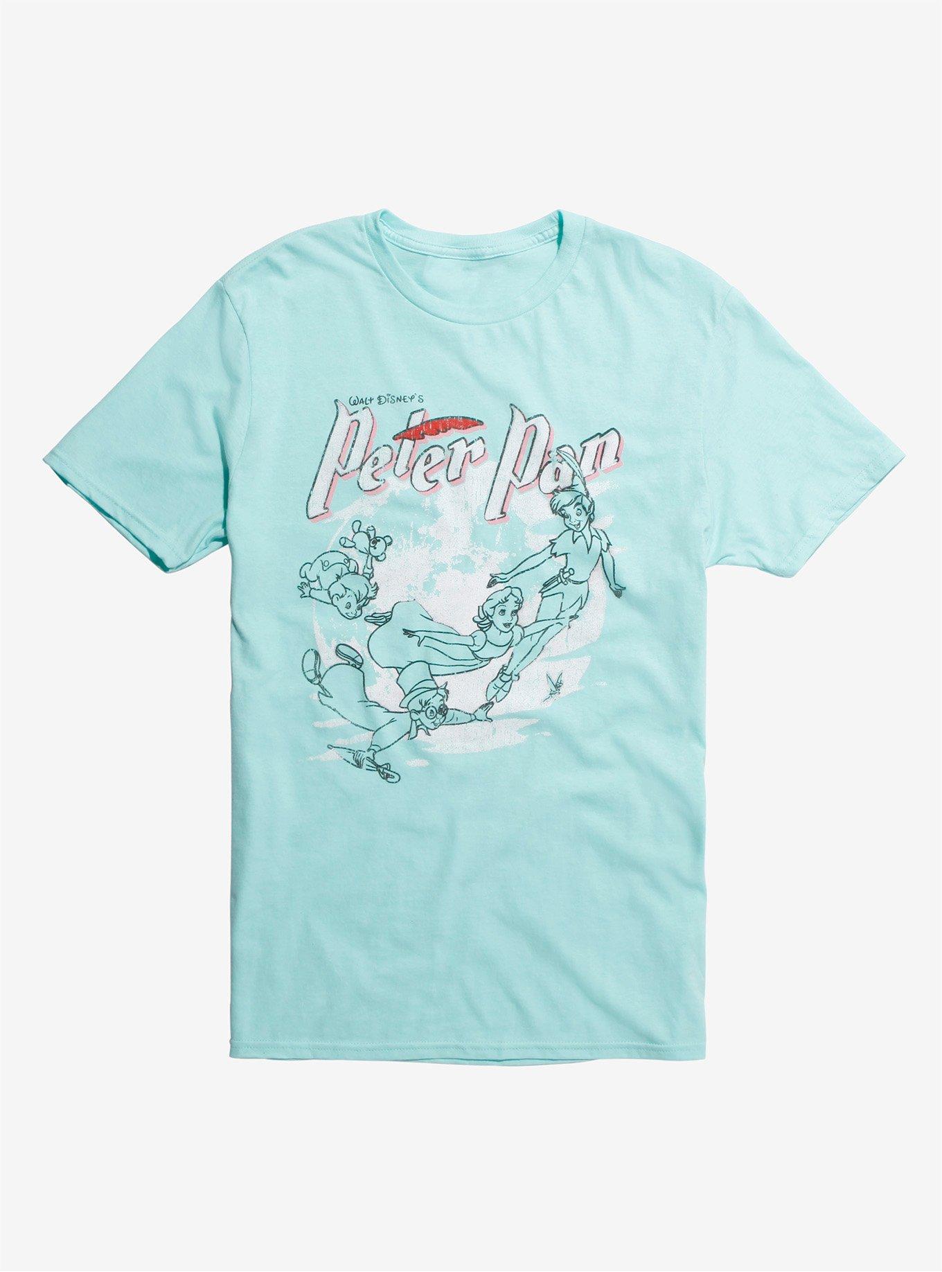 Disney Peter Pan Retro Line Drawing T-Shirt Hot Topic Exclusive, AQUA, hi-res