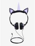 Purple & Black LED Unicorn Headphones, , hi-res