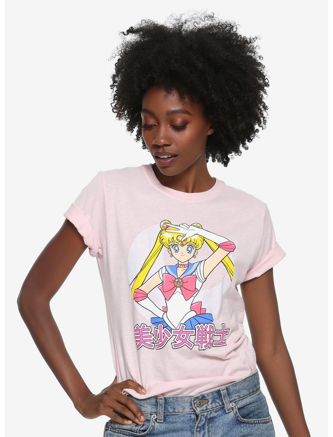 Sailor Moon Warrior Womens T-Shirt - BoxLunch Exclusive, PINK, hi-res