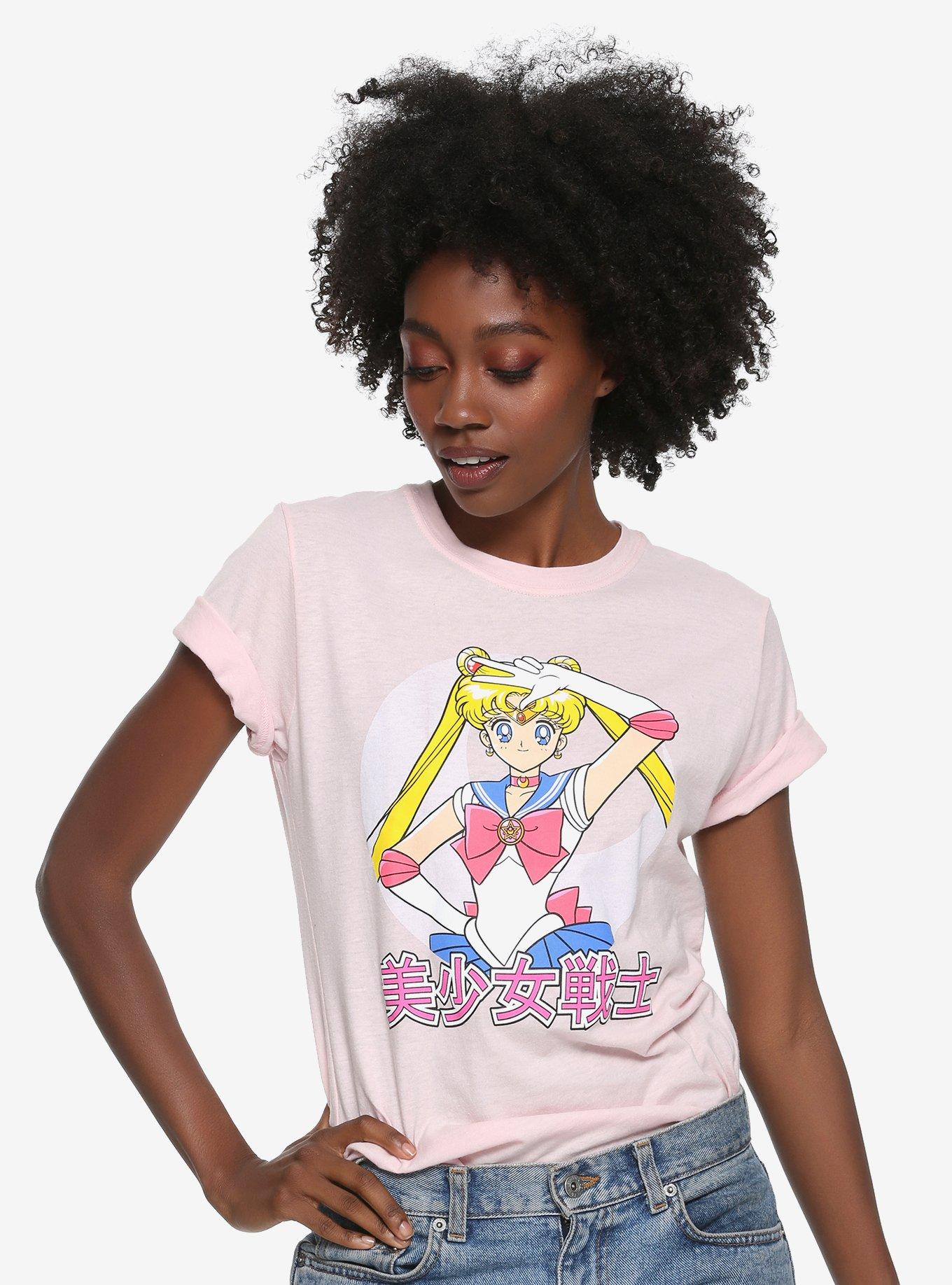 Sailor Moon Warrior Womens T-Shirt - BoxLunch Exclusive, PINK, hi-res