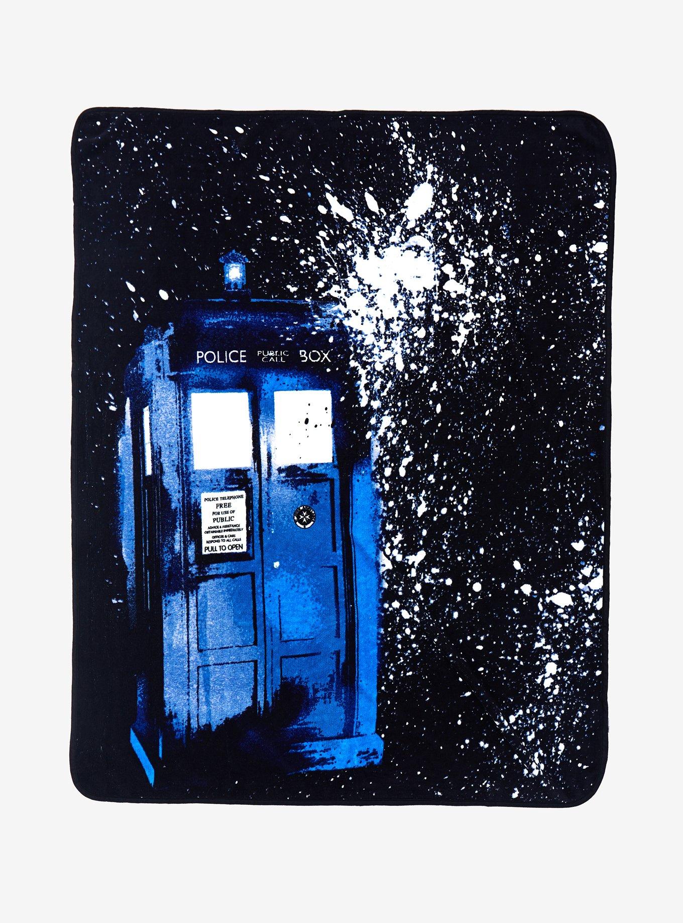 Doctor Who TARDIS Splatter Throw Blanket Hot Topic