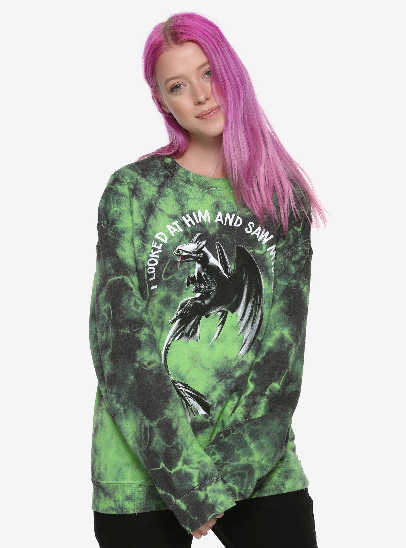 How To Train Your Dragon Tie Dye Girls Sweatshirt, GREEN, hi-res