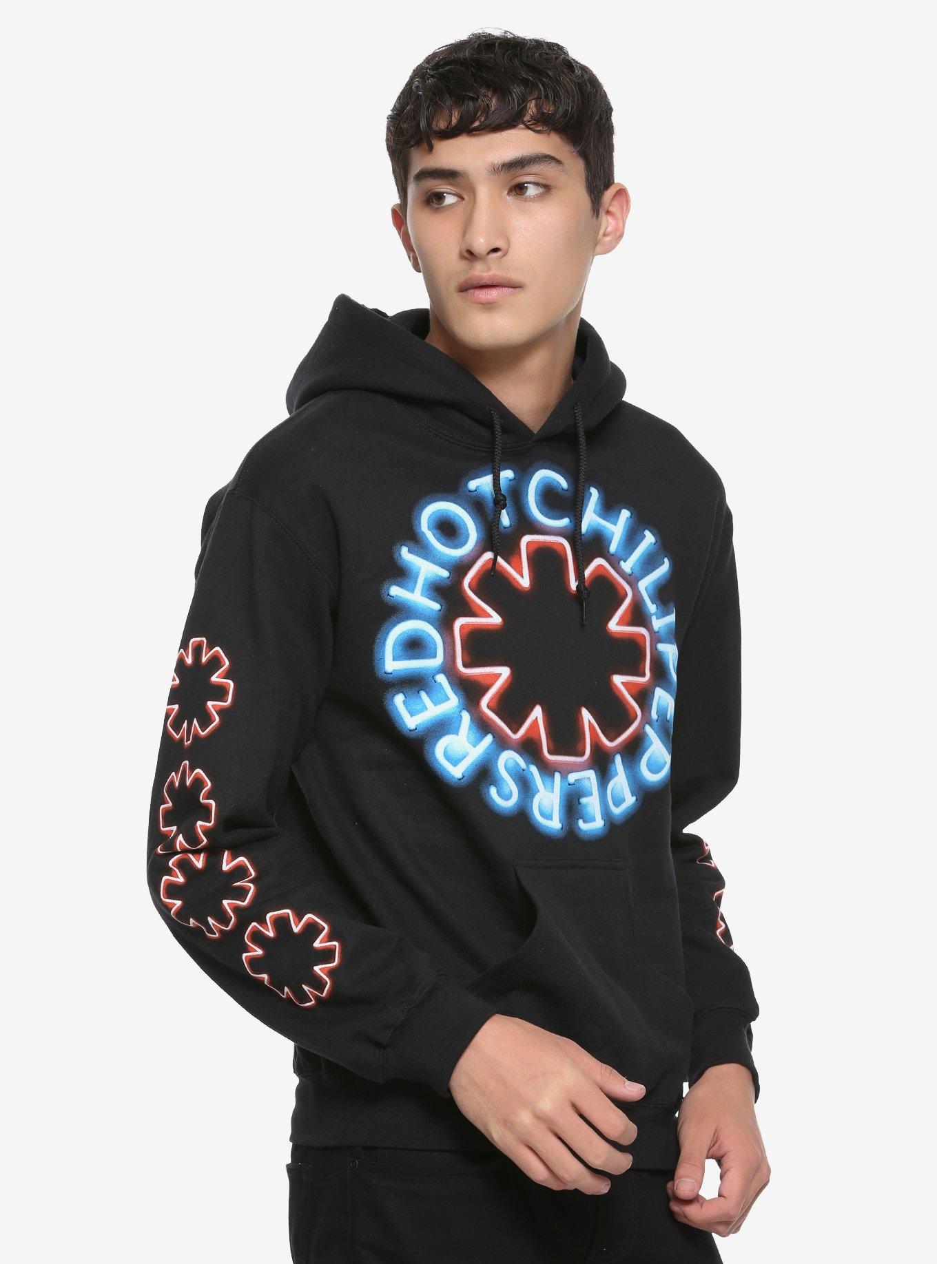 Red Hot Chili Peppers Neon Logo Hoodie, BLACK, hi-res