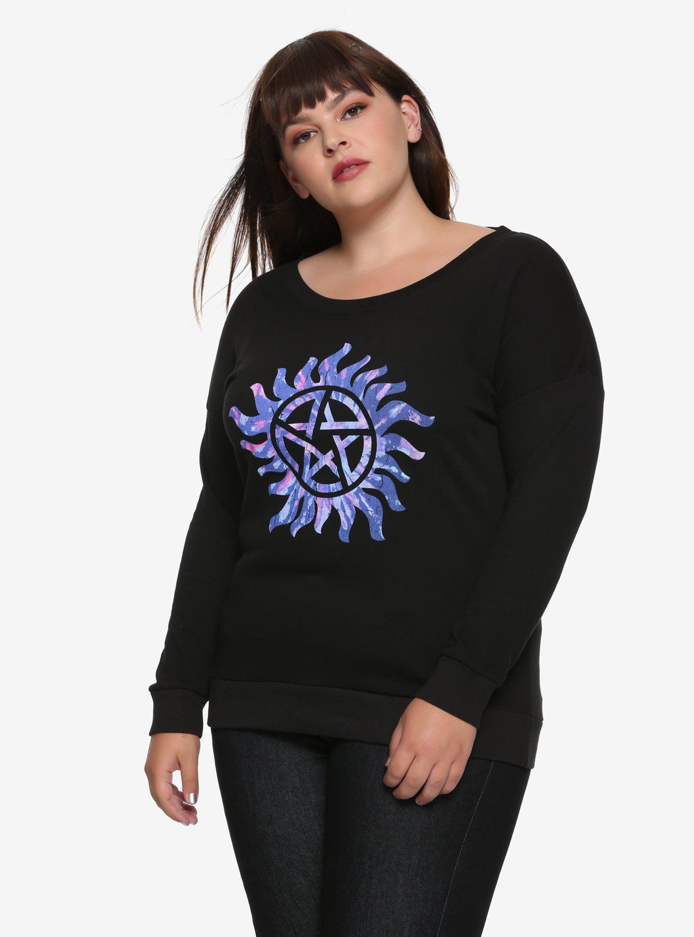 Supernatural Tie-Dye Logo Girls Pullover Plus Size, BLACK, hi-res