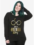 Harry Potter Yer A Wizard Harry Girls Pullover Plus Size, BLACK, hi-res