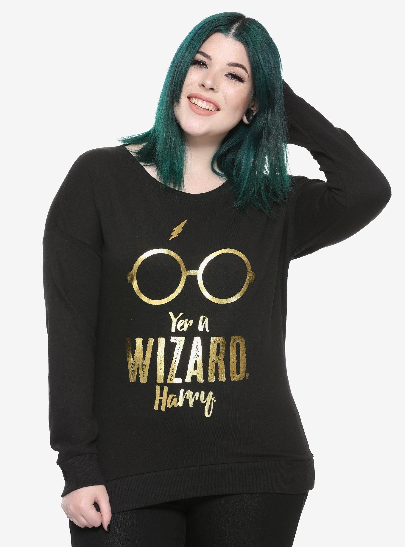 Harry Potter Yer A Wizard Harry Girls Pullover Plus Size, BLACK, hi-res