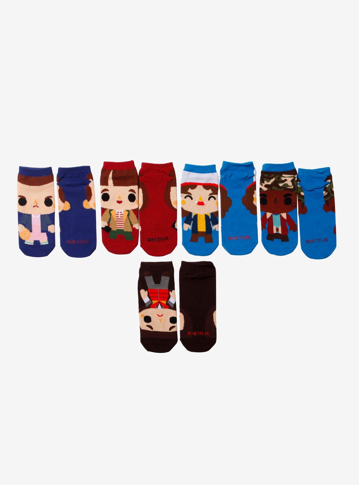 Stranger Things Chibi Character No-Show Socks 5 Pair, , hi-res