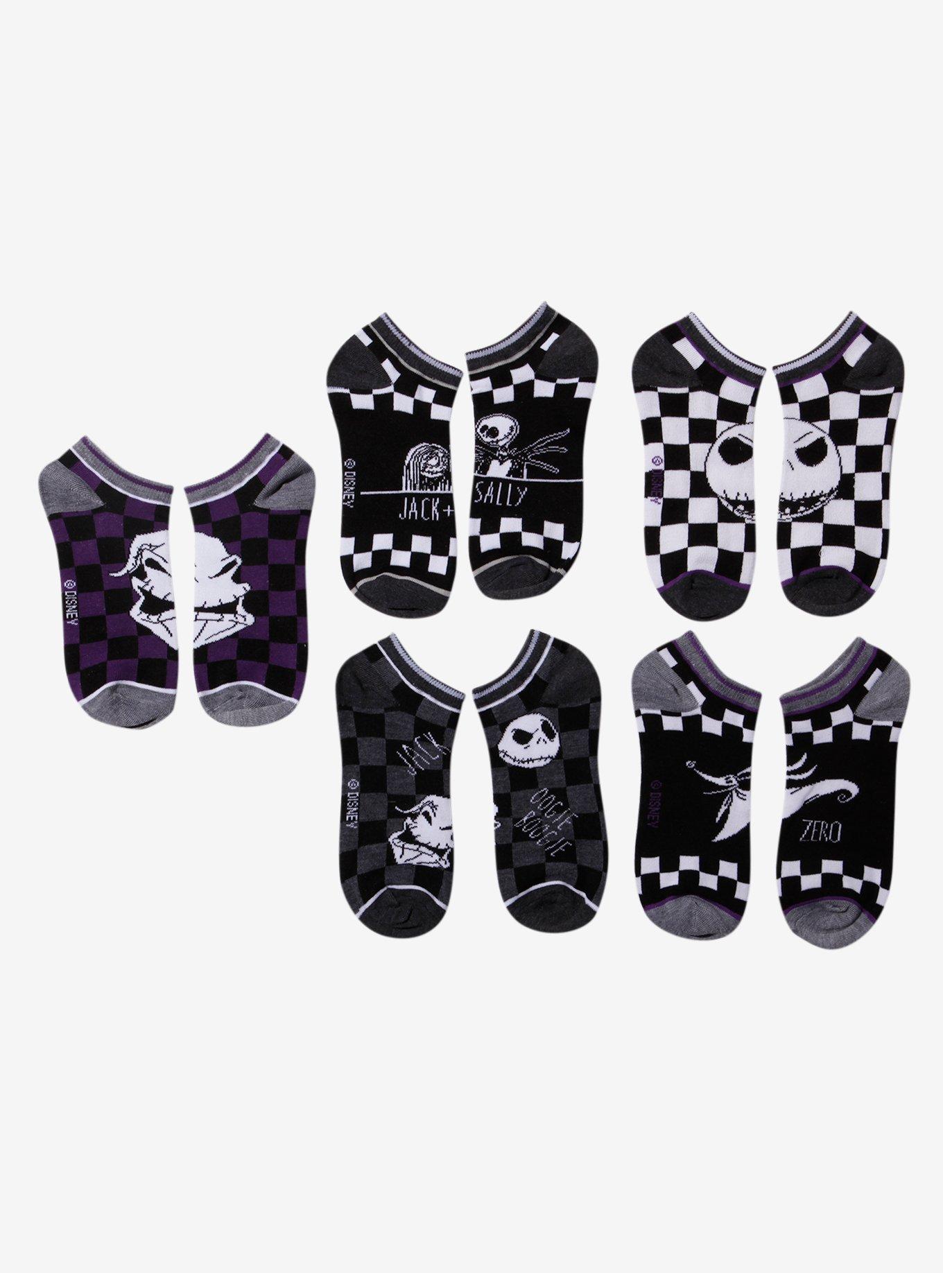 The Nightmare Before Christmas Checkered No-Show 5 Pair, , hi-res