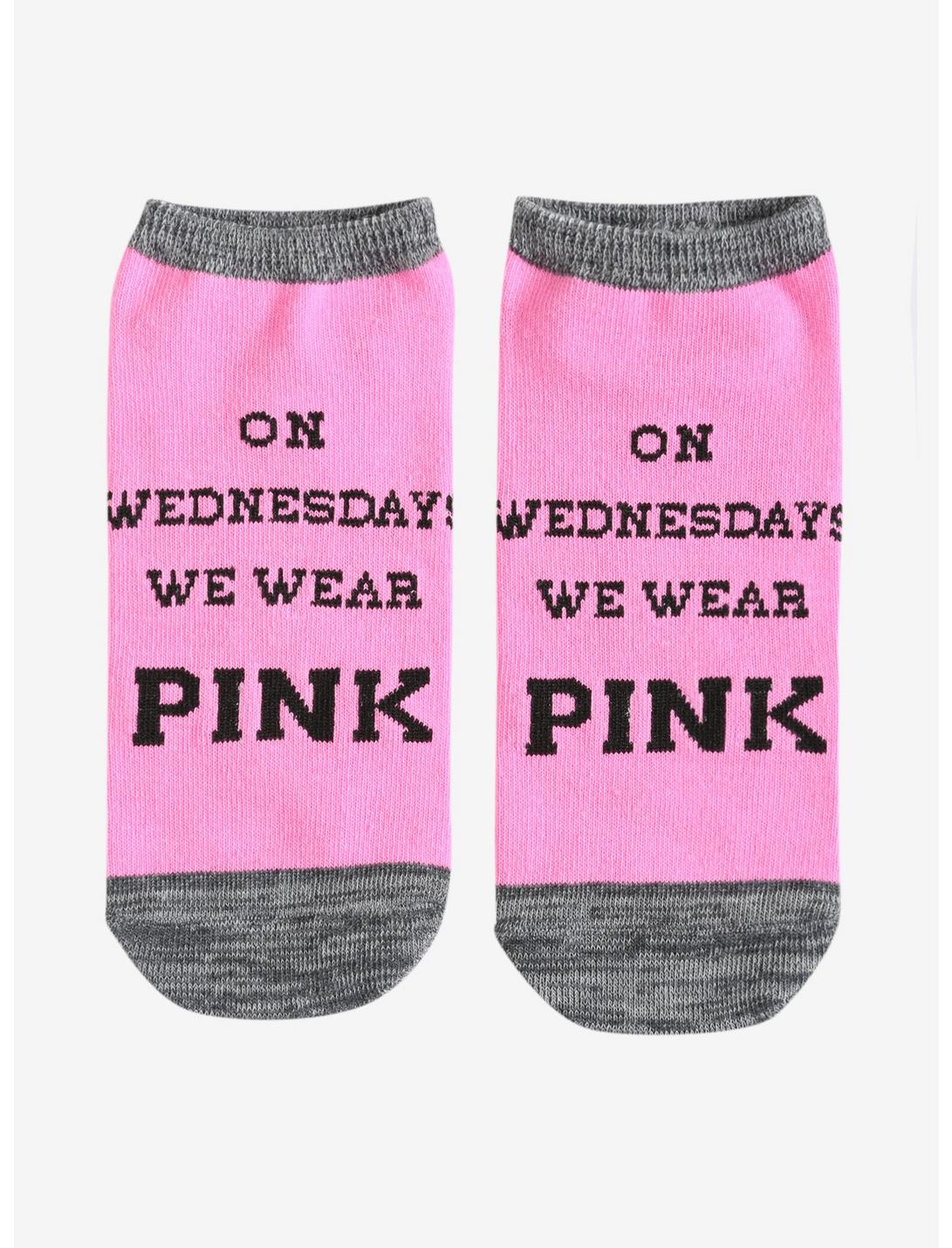Mean Girls On Wednesdays We Wear Pink No-Show Socks, , hi-res