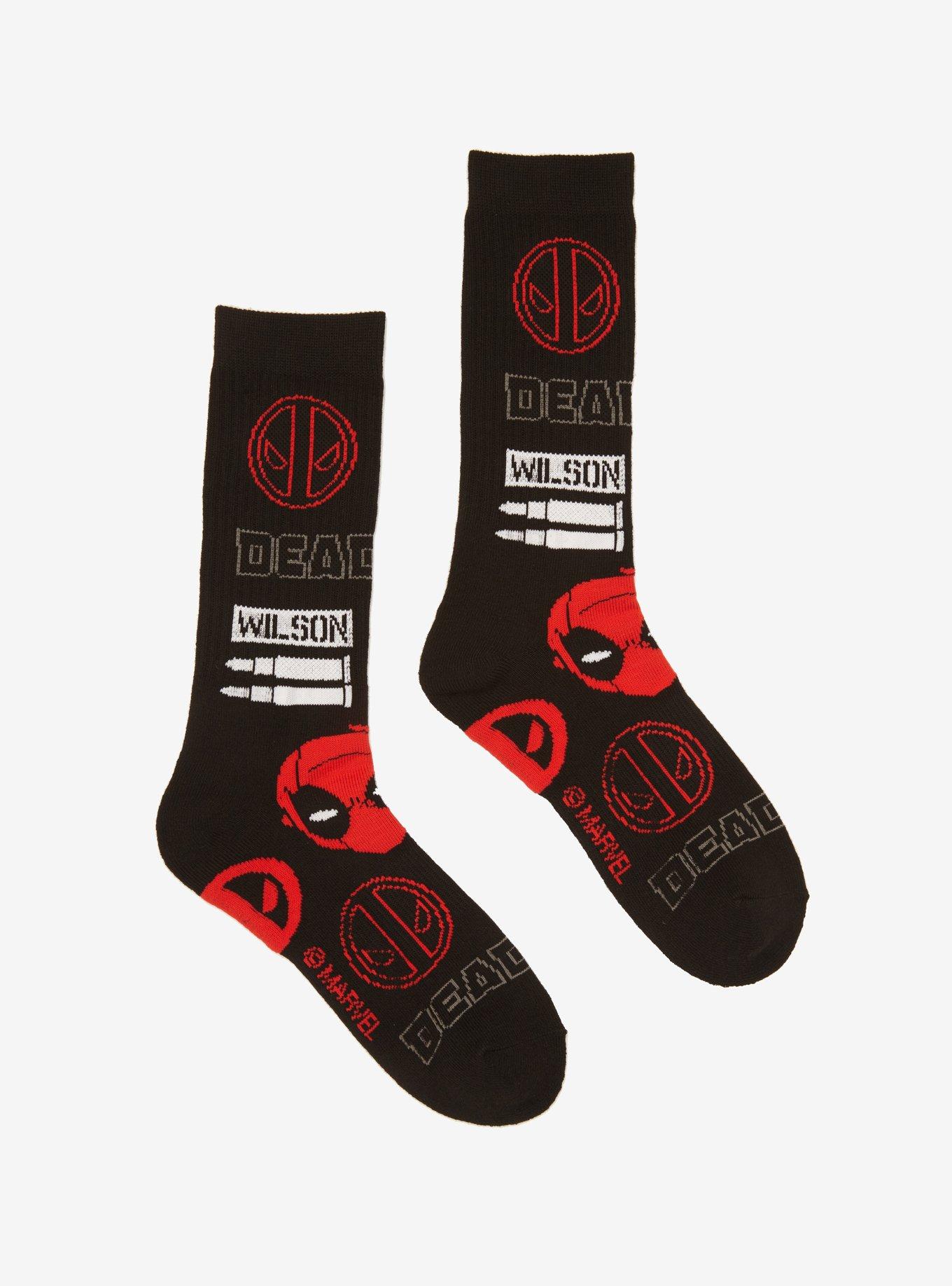 Marvel Deadpool Bullet & Logo Crew Socks, , hi-res