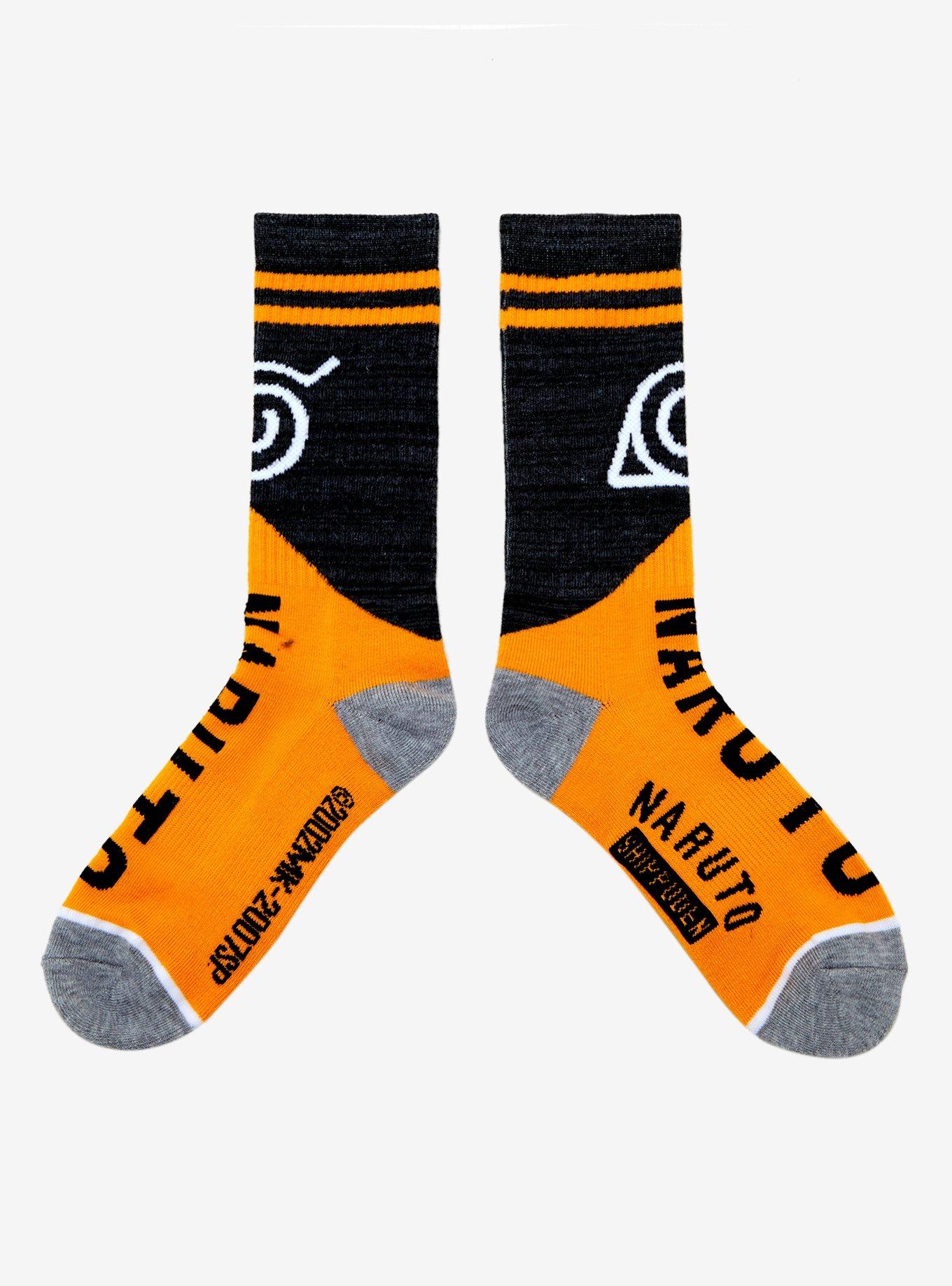 Naruto Shippuden Grey And Orange Crew Socks, , hi-res