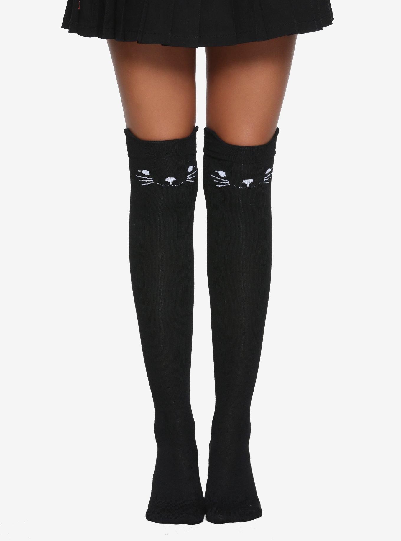 Black Cat Over-The-Knee Socks, , hi-res