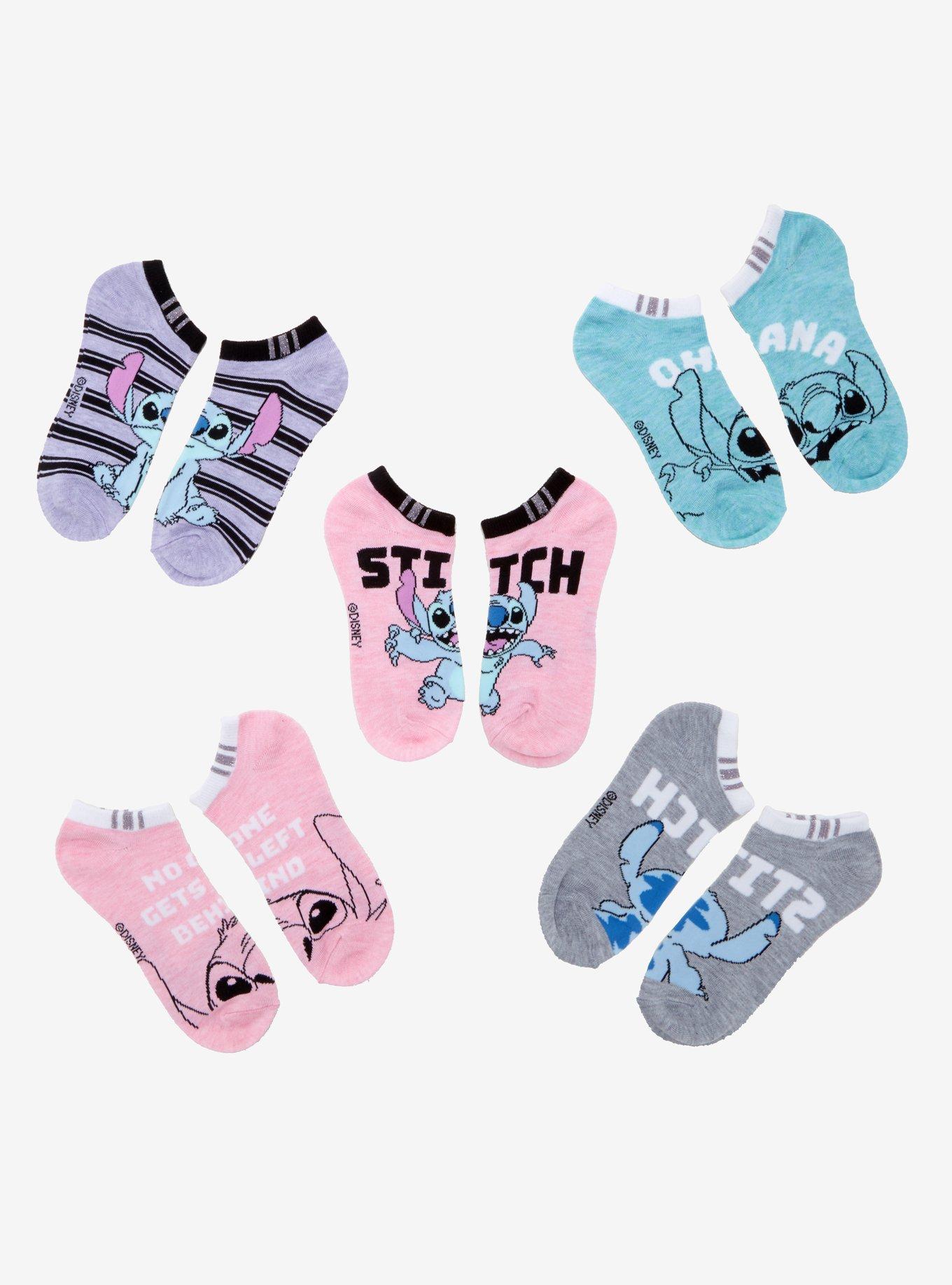 Disney Lilo & Stitch Pastel Stitch No-Show Socks 5 Pair, , hi-res