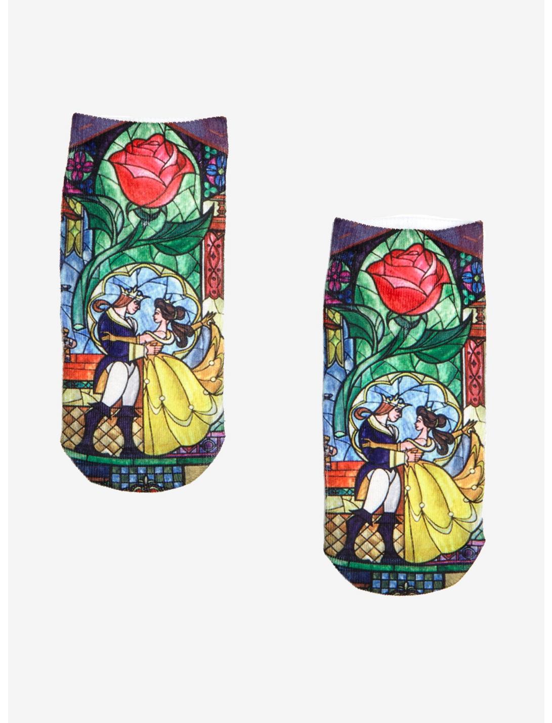 Disney Beauty And The Beast Stained Glass No-Show Socks, , hi-res