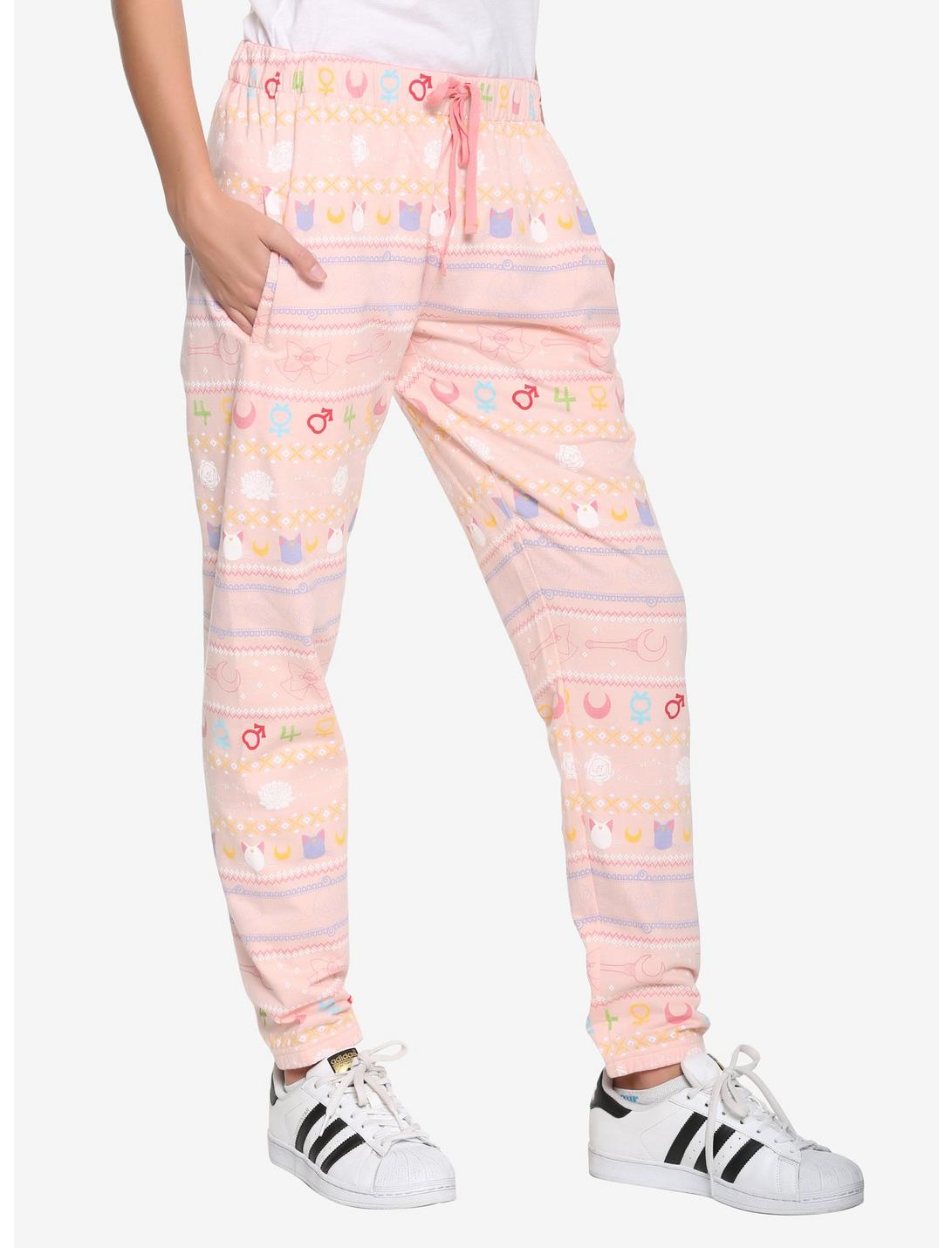 Sailor Moon Allover Print Icon Womens Jogger Pants - BoxLunch Exclusive, PINK, hi-res