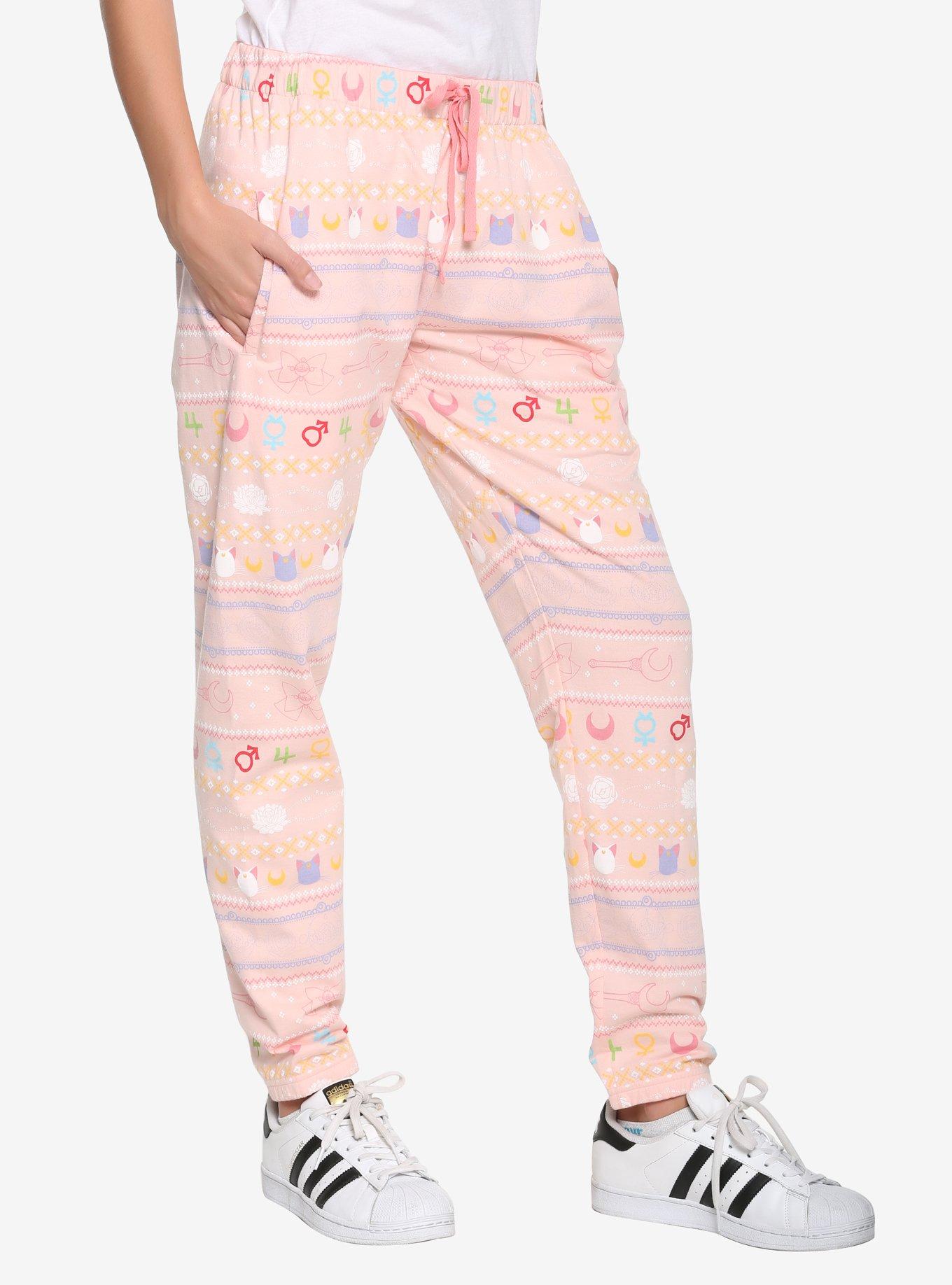 Sailor Moon Allover Print Icon Womens Jogger Pants - BoxLunch Exclusive, PINK, hi-res