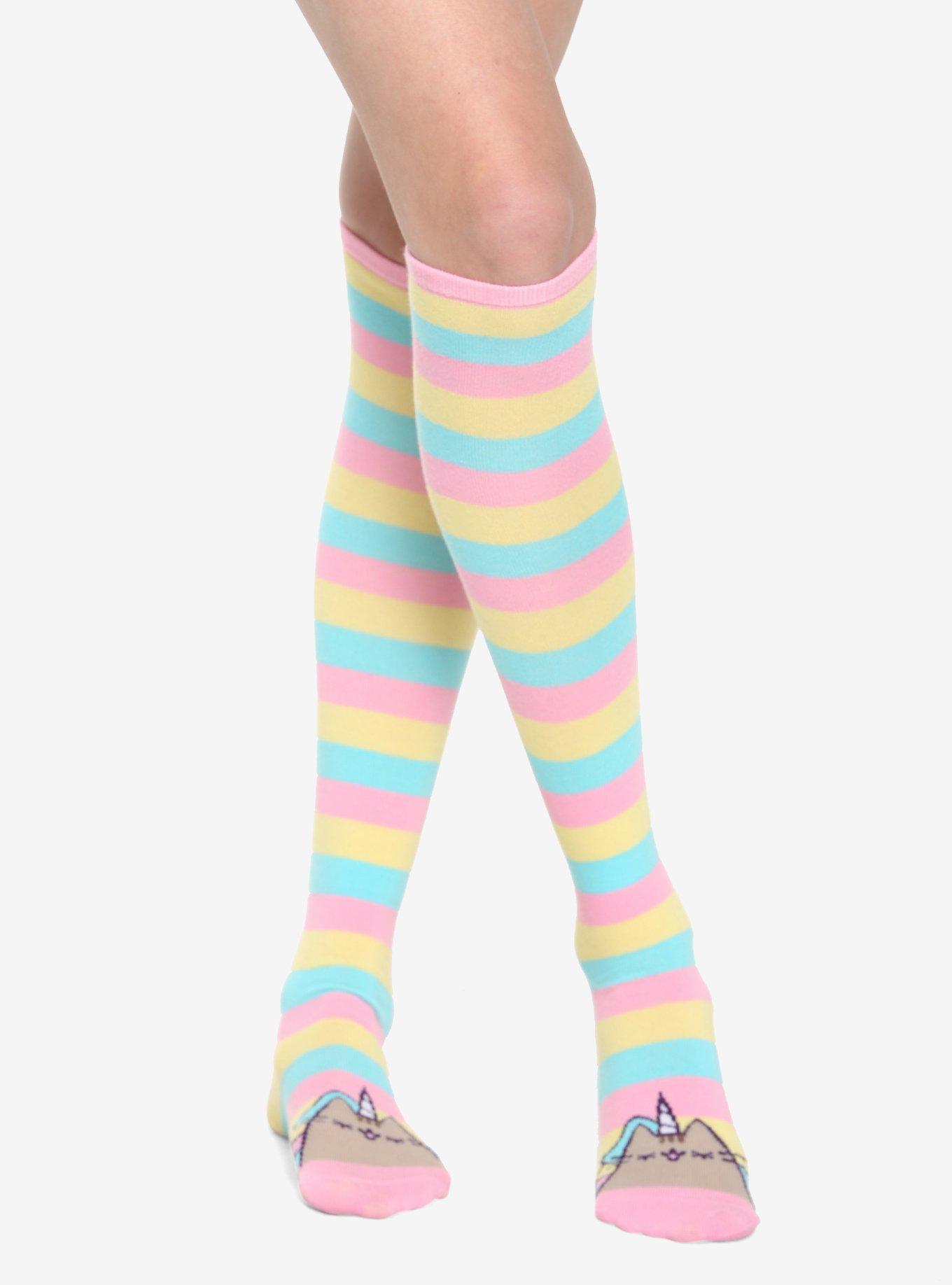 Pusheen Pastel Pusheenicorn Striped Knee-High Socks, , hi-res