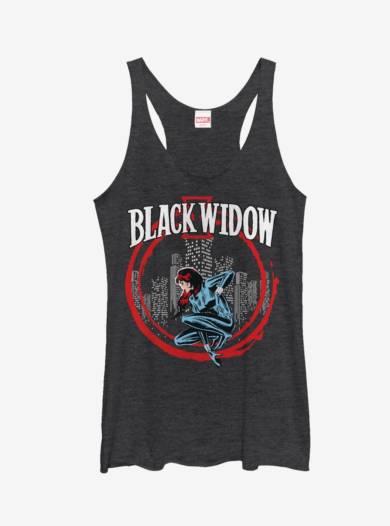 Marvel Black Widow Red Circle Girls Tanks, BLK HTR, hi-res