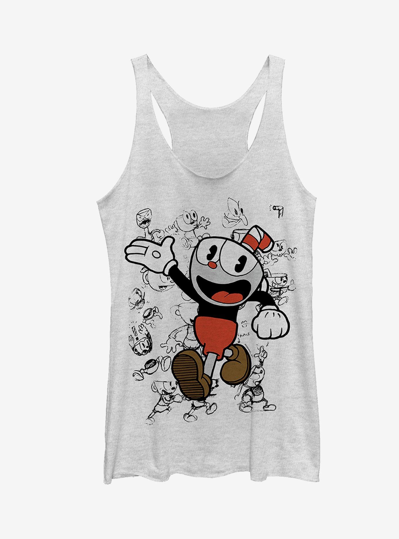 Cuphead Sketch Parade Girls Tank, WHITE HTR, hi-res