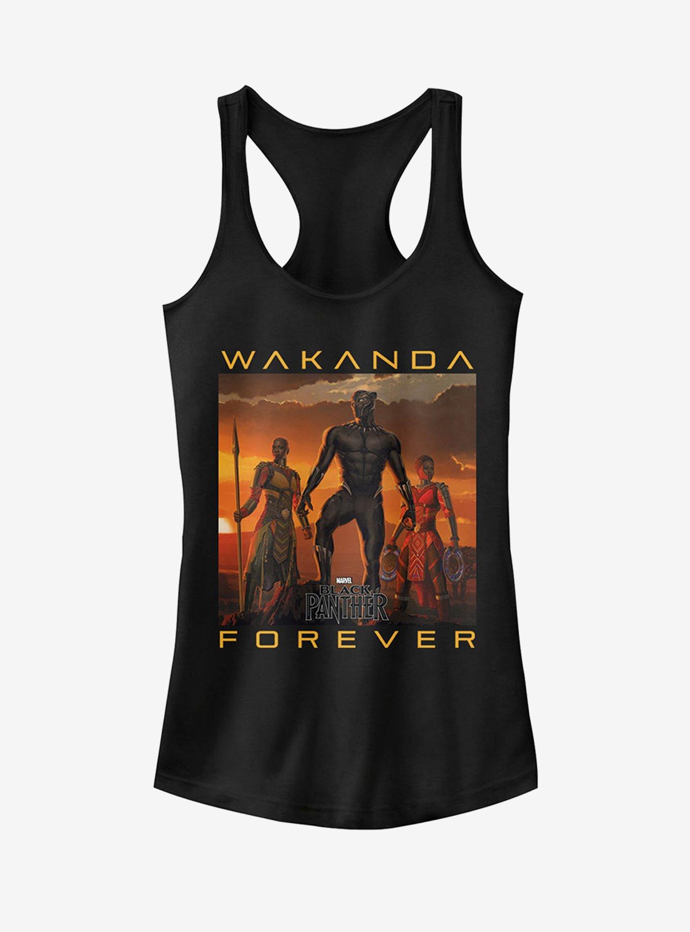 Marvel Black Panther 2018 Wakanda Forever Girls Tanks, BLACK, hi-res