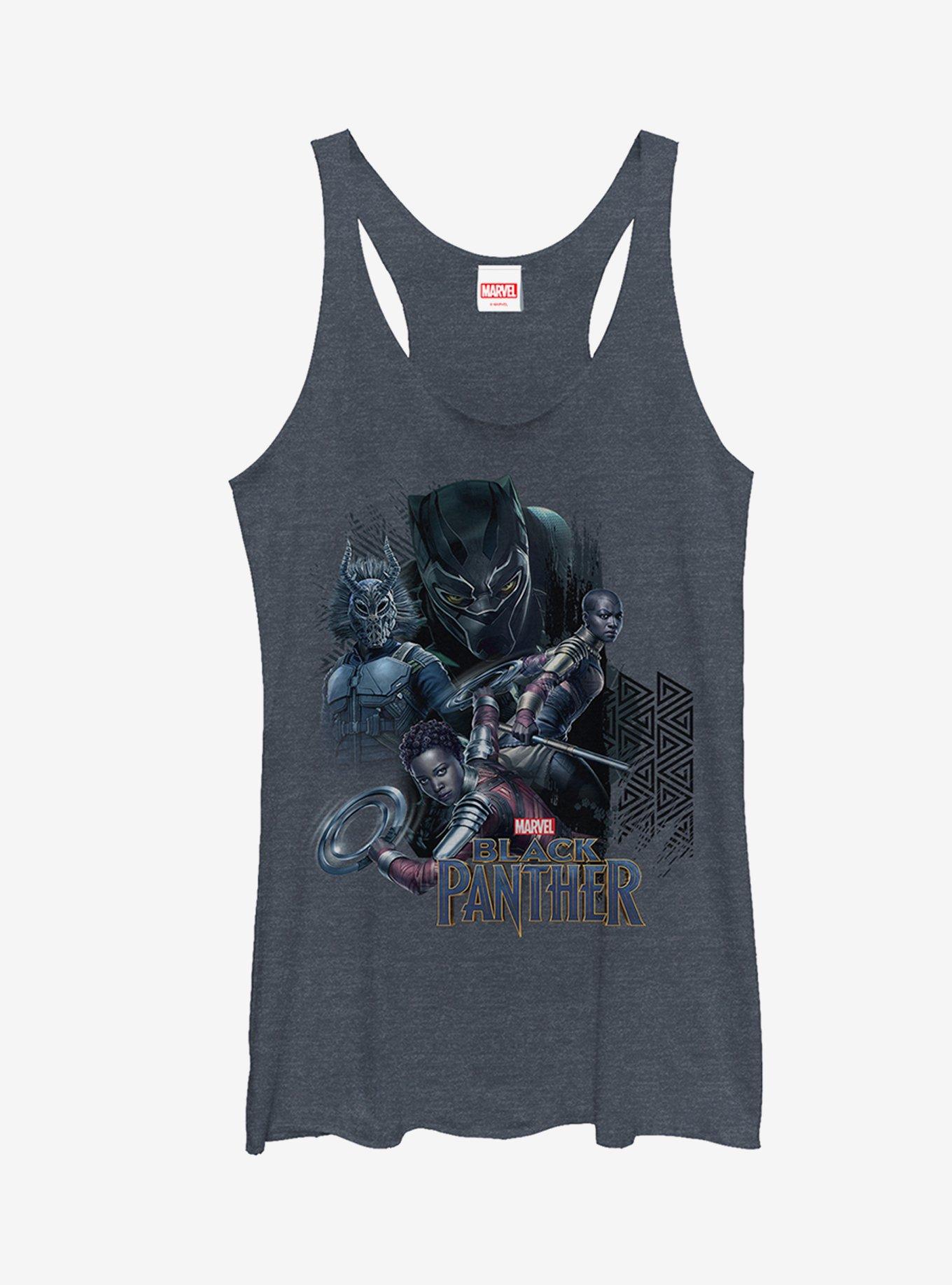 Marvel Black Panther 2018 Character View Girls Tanks, NAVY HTR, hi-res