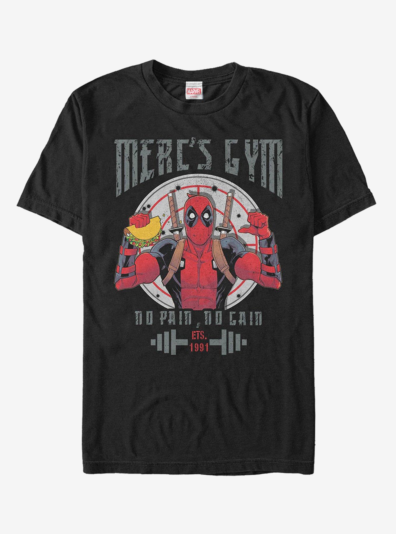 Marvel Deadpool Gym No Pain No Gain T-Shirt, BLACK, hi-res
