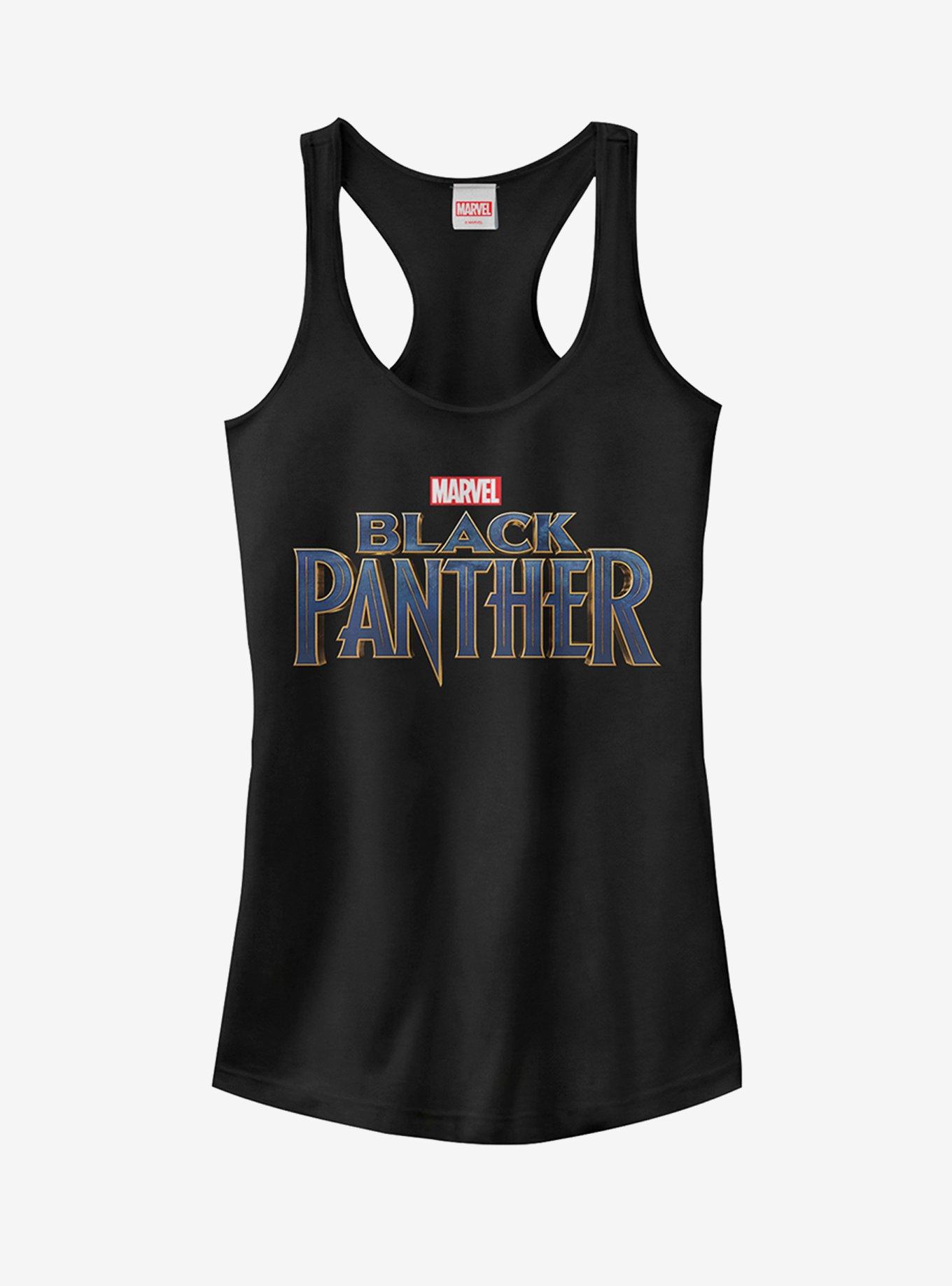 Marvel Black Panther 2018 Text Logo Girls Tanks, BLACK, hi-res