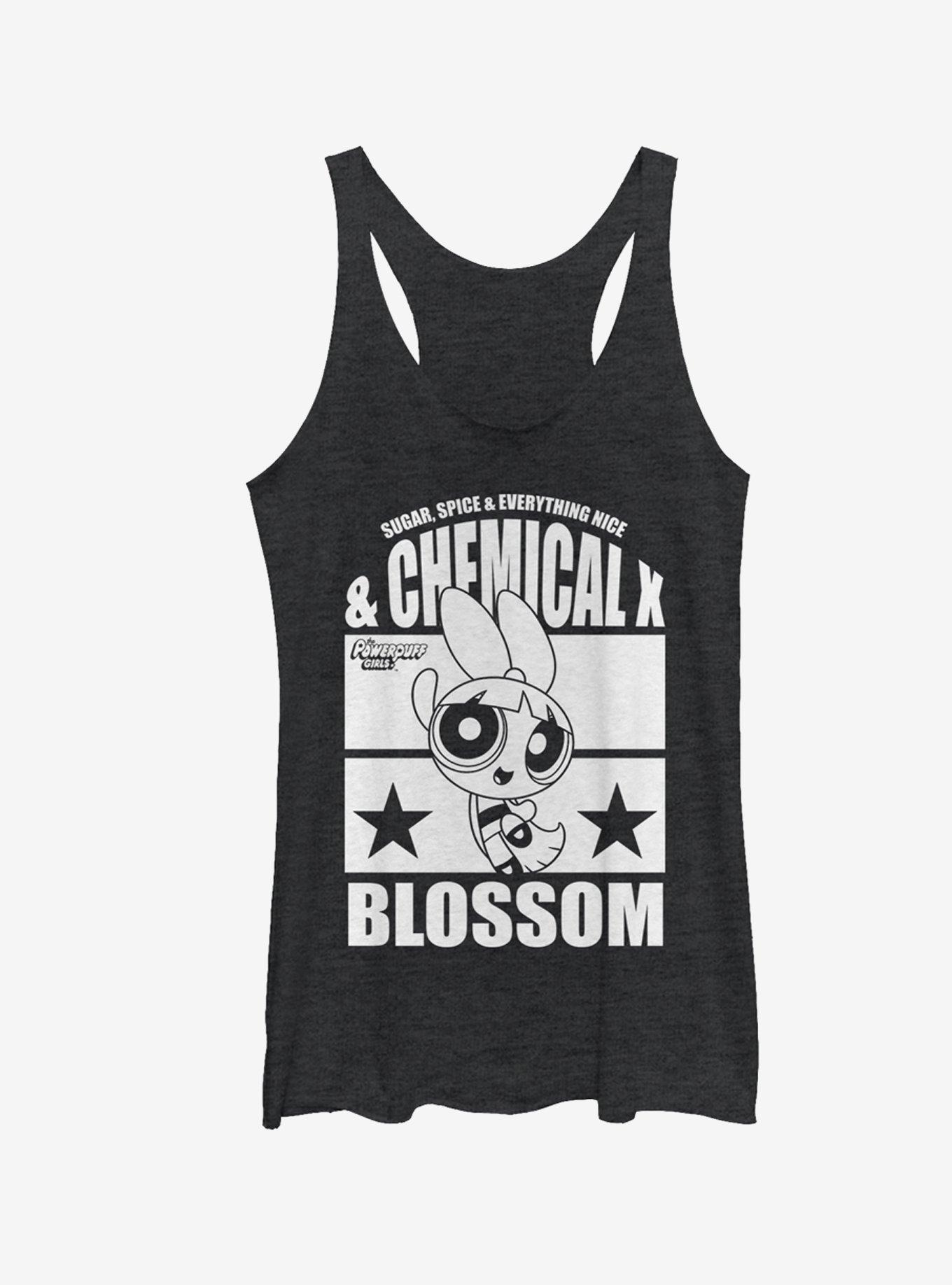 The Powerpuff Girls Chemical X Blossom Girls Tank Top, BLK HTR, hi-res