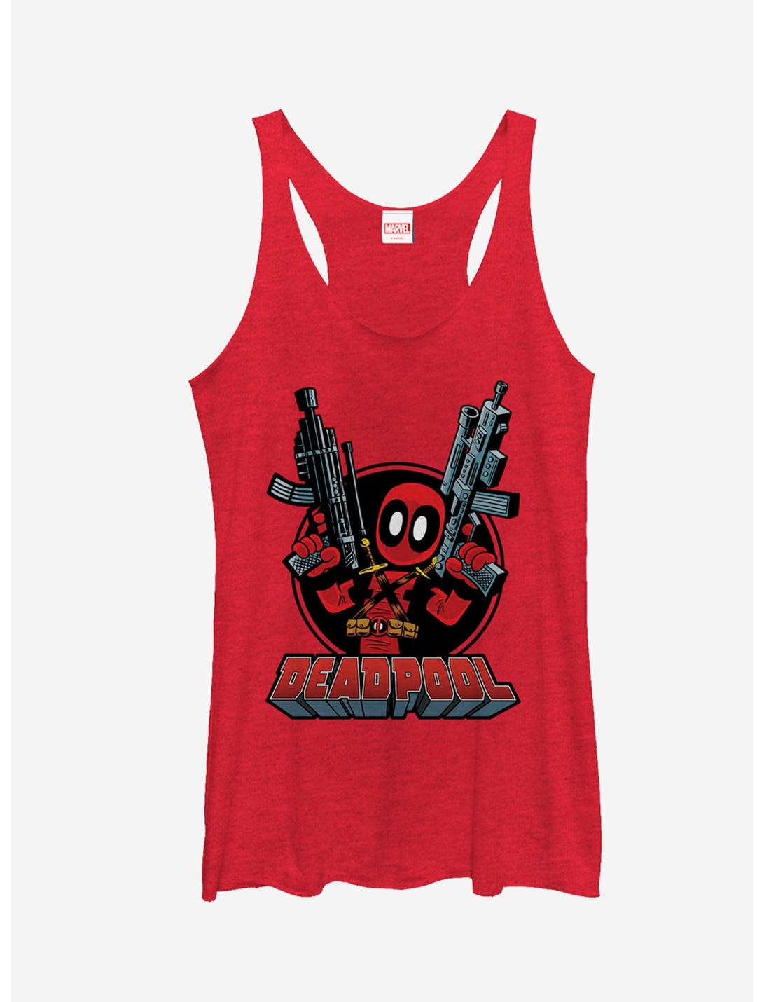 Marvel Deadpool Cartoon Guns Girls Tank, RED HTR, hi-res