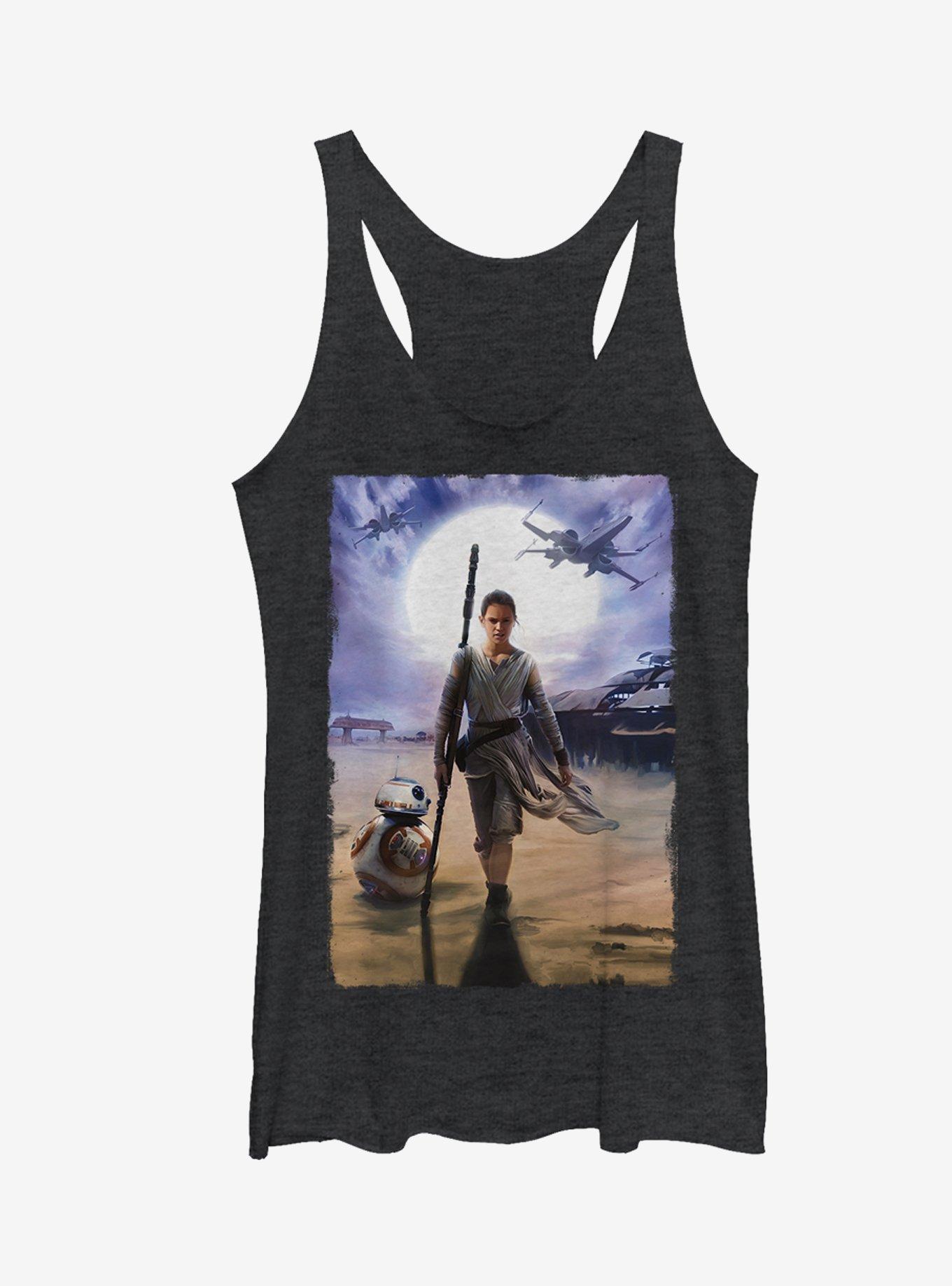 Star Wars Rey on Jakku Girls Tanks, BLK HTR, hi-res