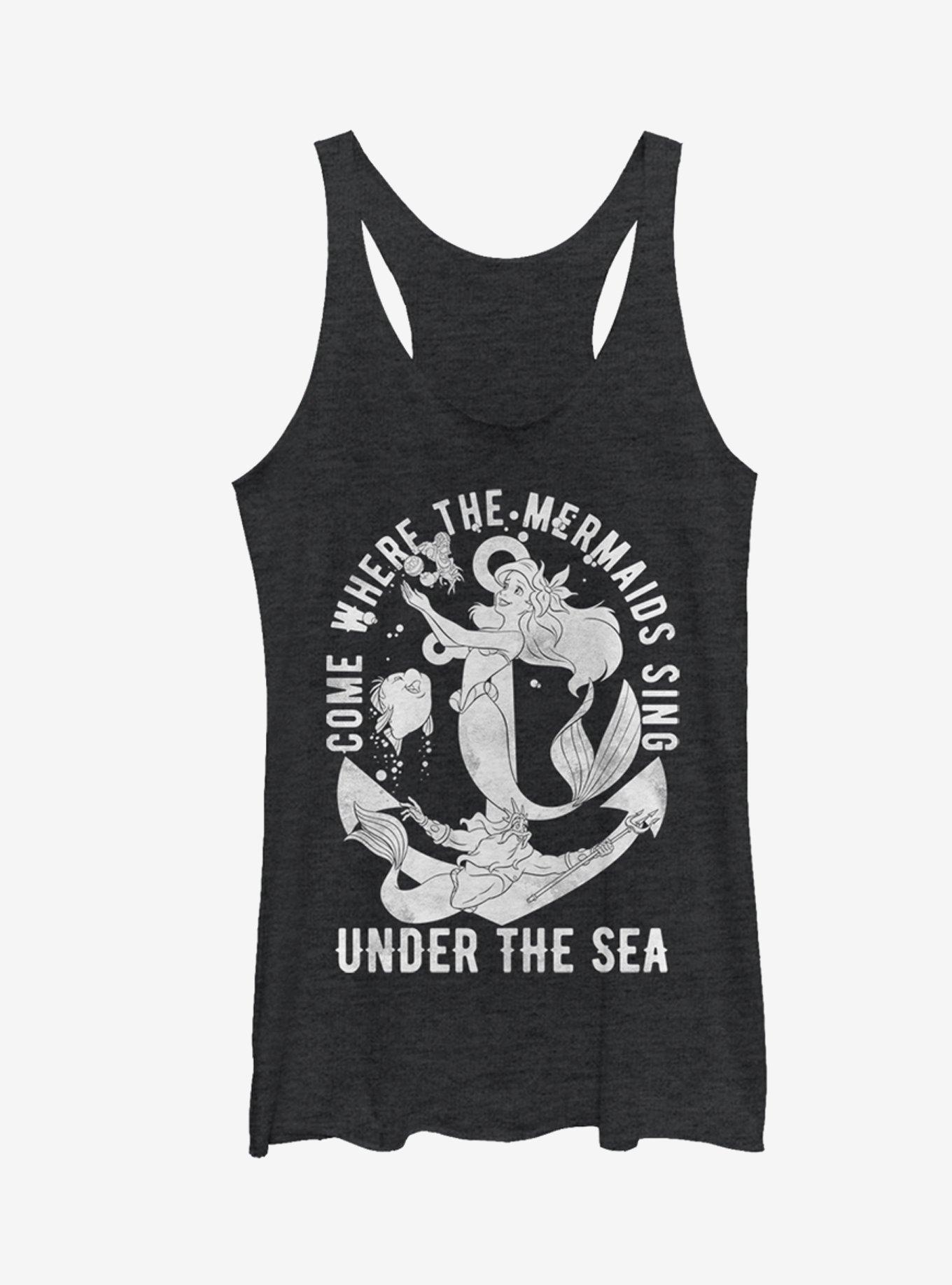 Disney The Little Mermaid Princess Ariel Under the Sea Girls Tank Top, BLK HTR, hi-res