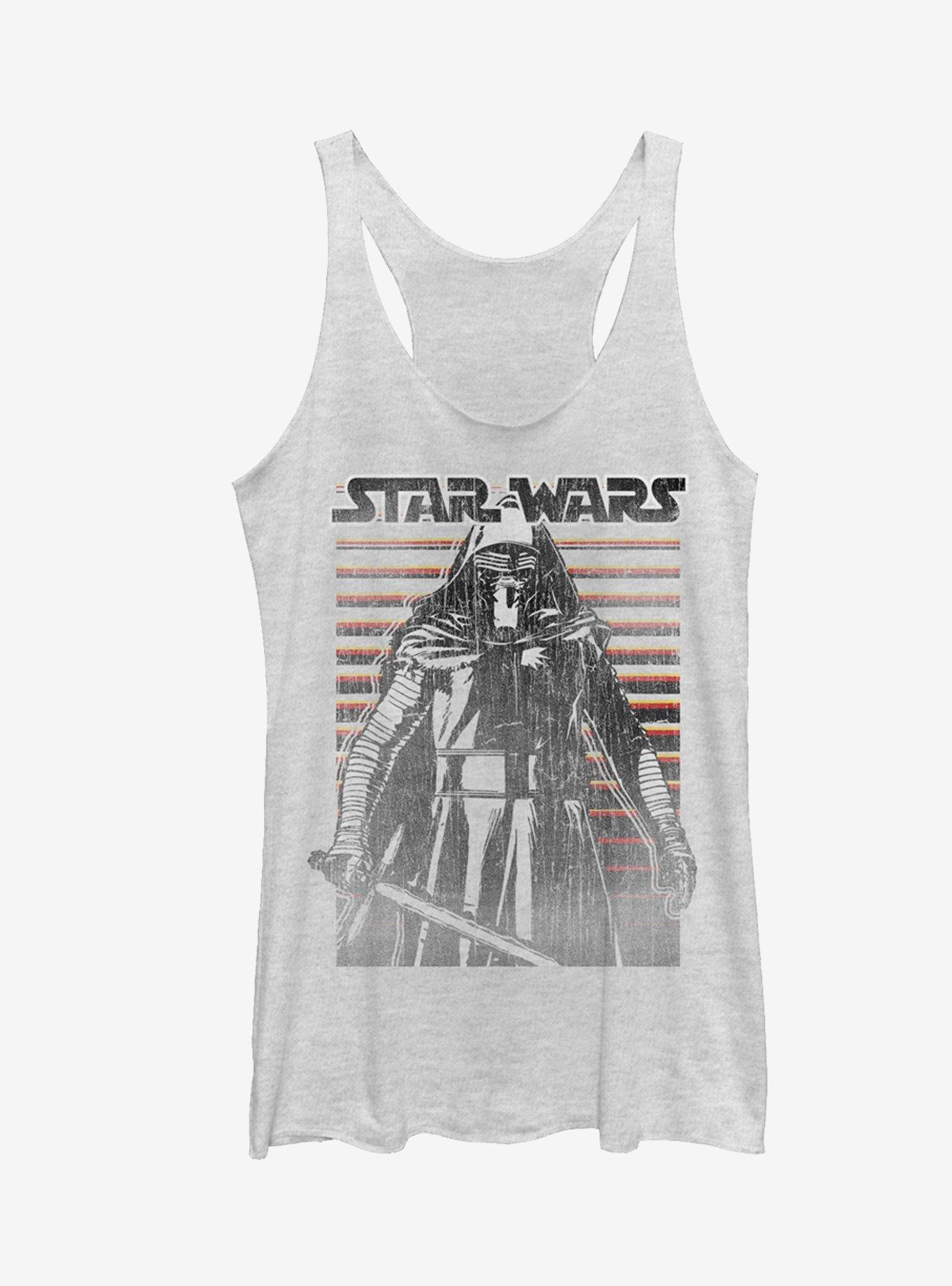 Star Wars Episode VII Kylo Ren Distressed Girls Tanks, WHITE HTR, hi-res