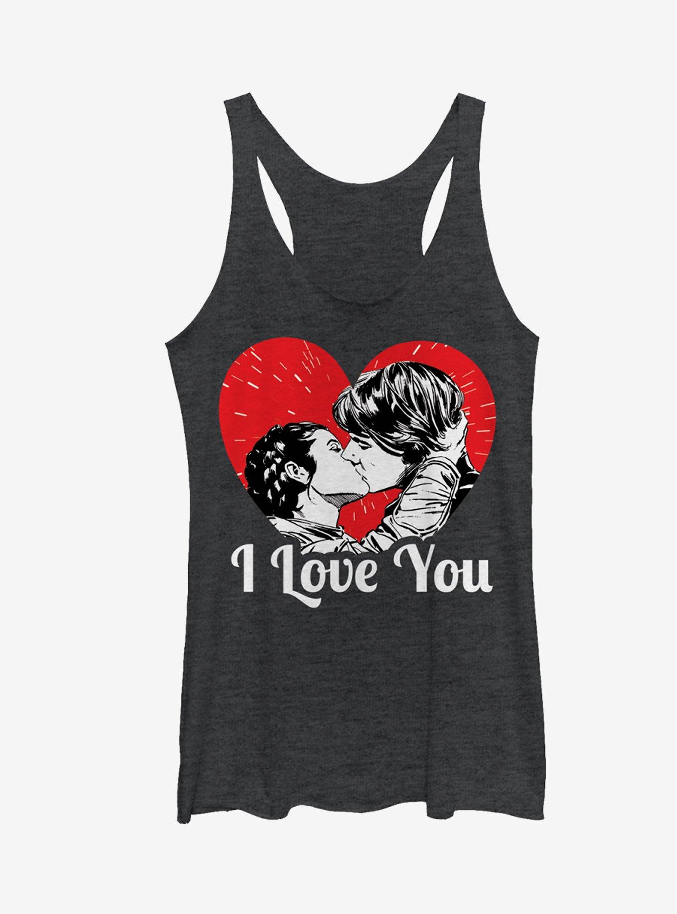 Star Wars Han and Leia I Love You Heart Girls Tanks, BLK HTR, hi-res