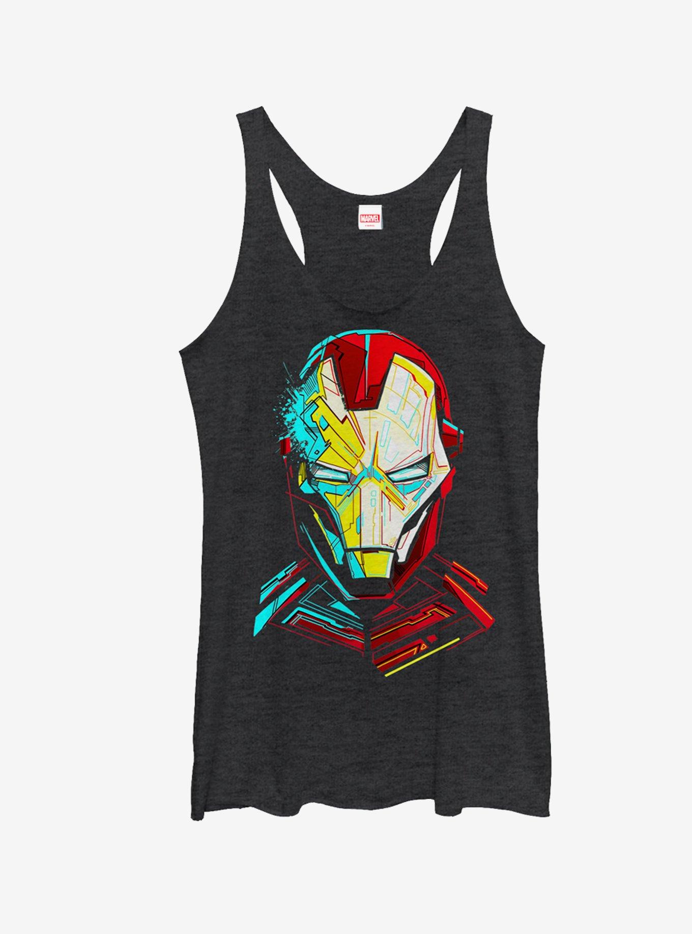 Marvel Iron Man Sketch Girls Tanks, BLK HTR, hi-res