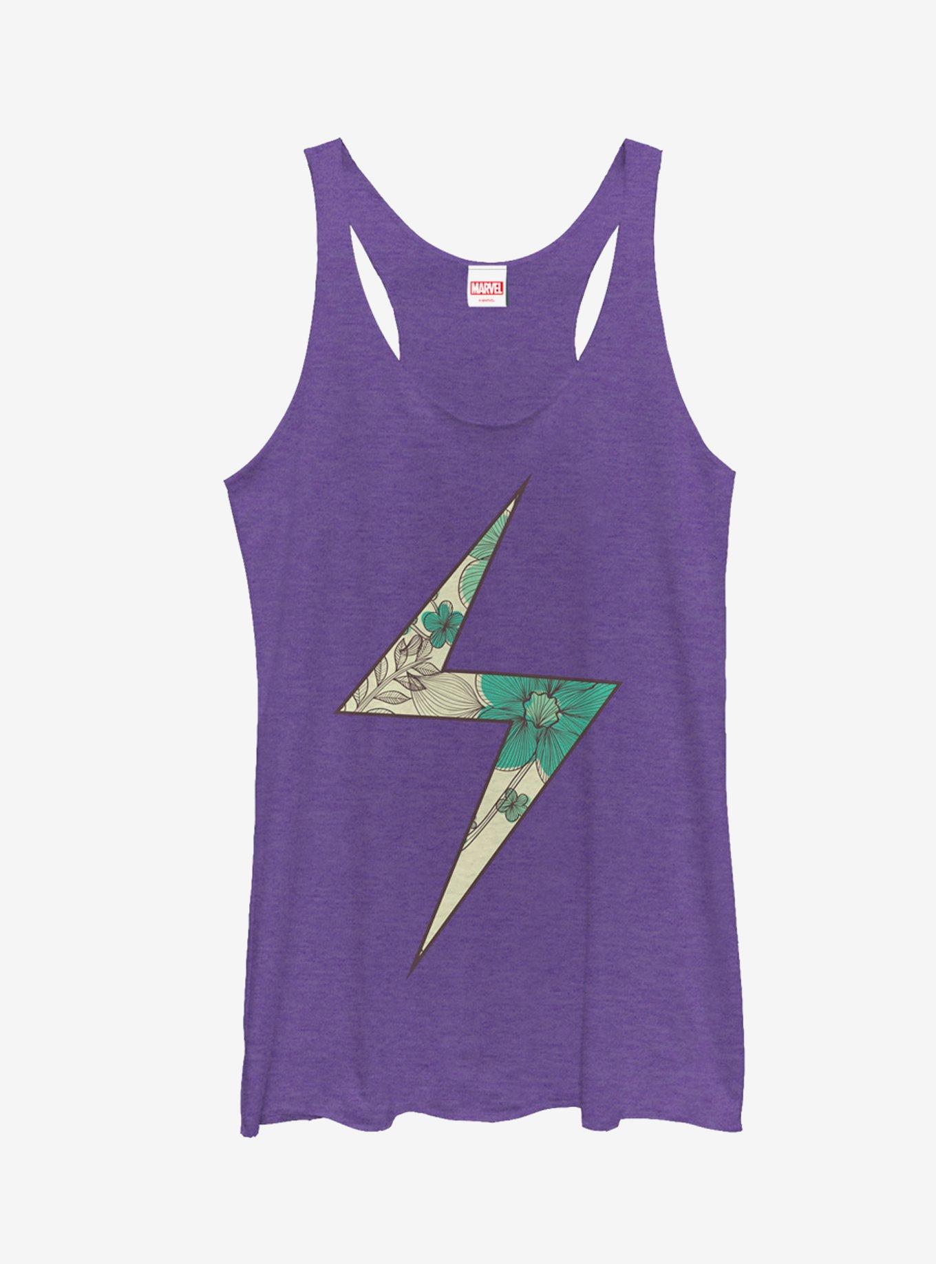 Marvel Lightning Bolt Floral Print Ms. Marvel Girls Tanks, , hi-res