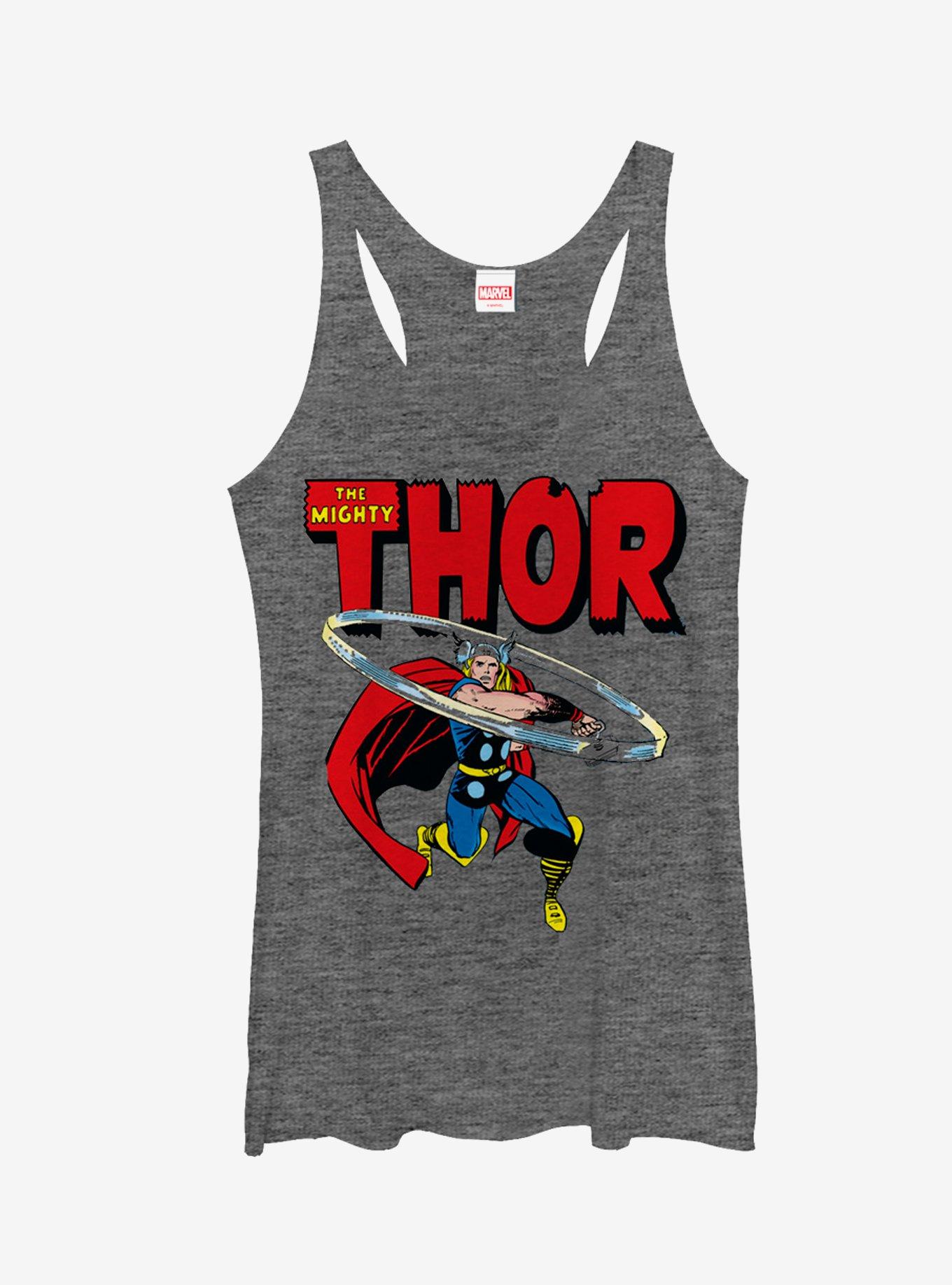 Marvel Mighty Thor Hammer Swing Girls Tanks, GRAY HTR, hi-res