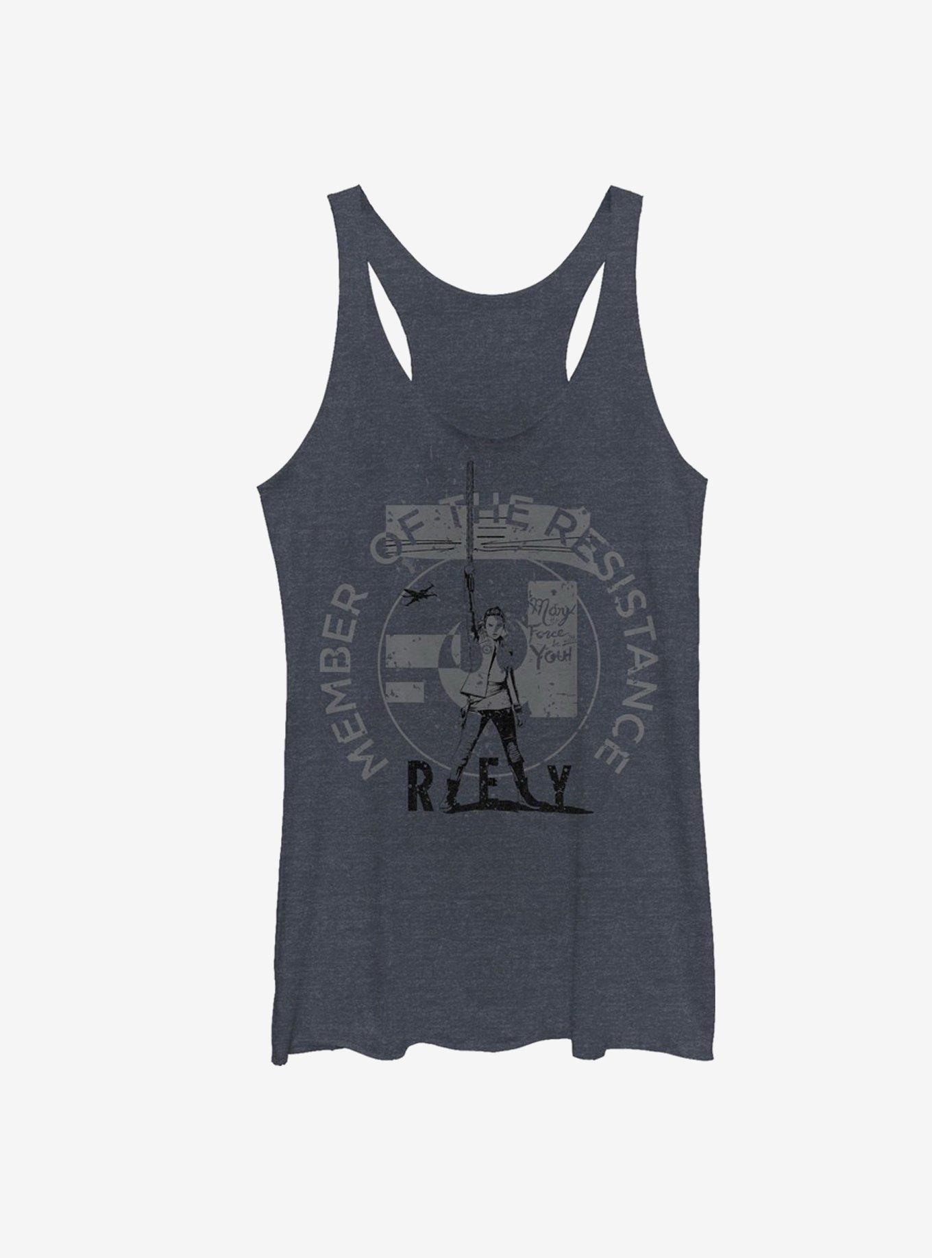 Star Wars Rey Resistance Member Girls Tanks, NAVY HTR, hi-res