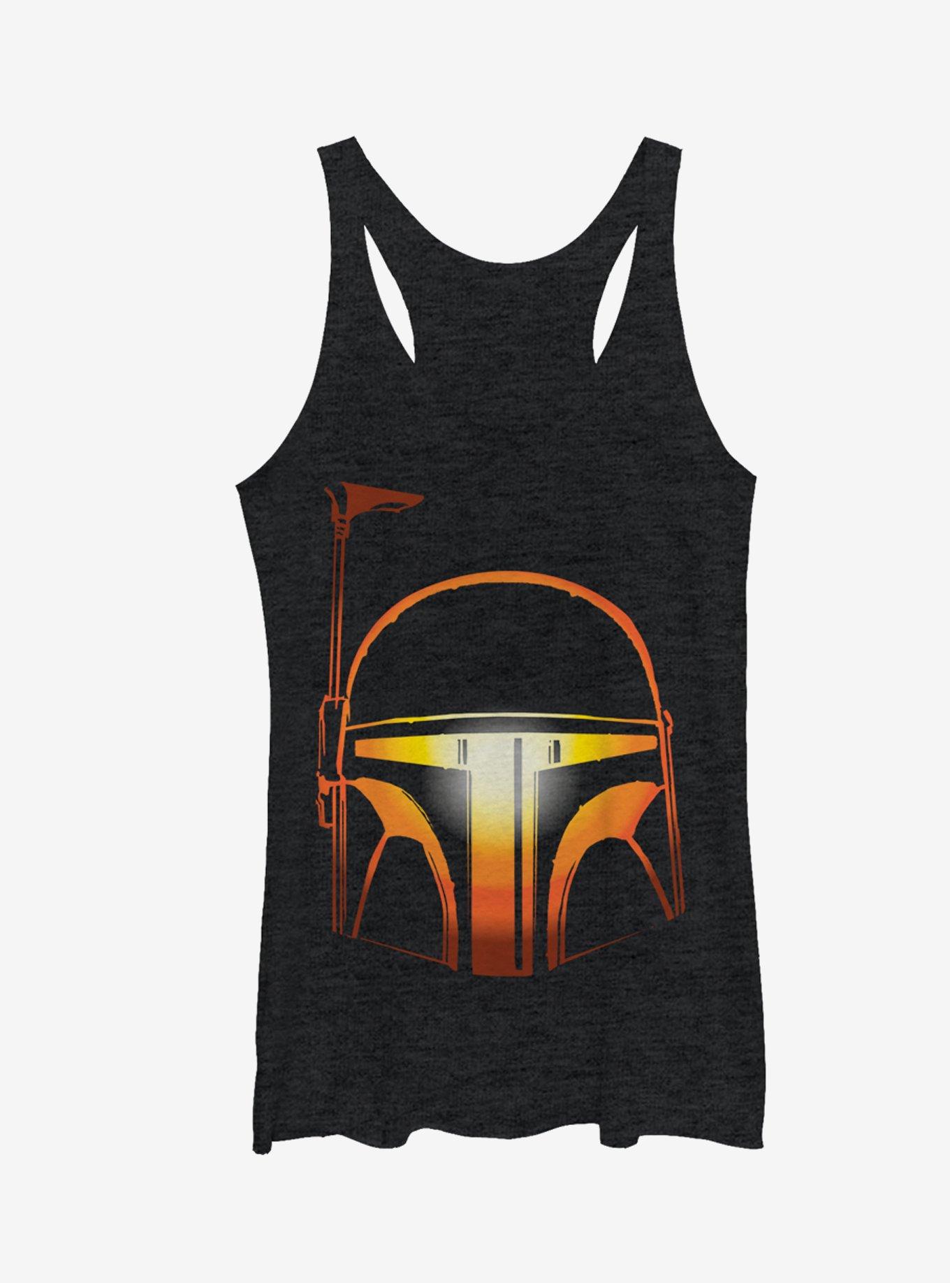 Star Wars Boba Fett Halloween Jack-O'-Lantern Girls Tanks, BLK HTR, hi-res