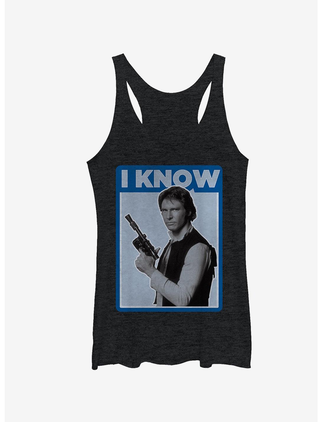 Star Wars Han Solo Quote I Know Girls Tanks, BLK HTR, hi-res