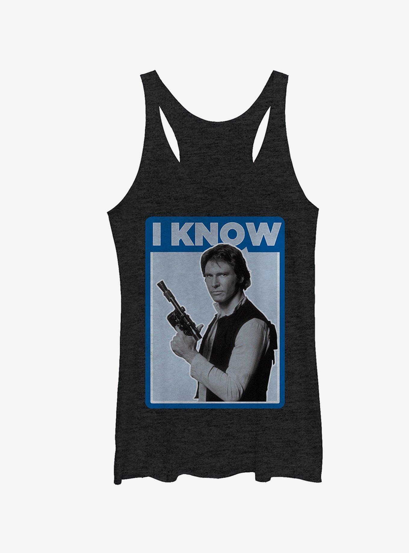 Star Wars Han Solo Quote I Know Girls Tanks, BLK HTR, hi-res